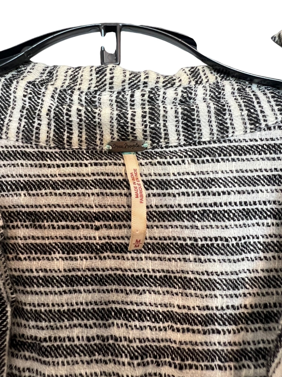 Black & White Striped Button-Up Crop Top With Twist Front Long Sleeves & Collar