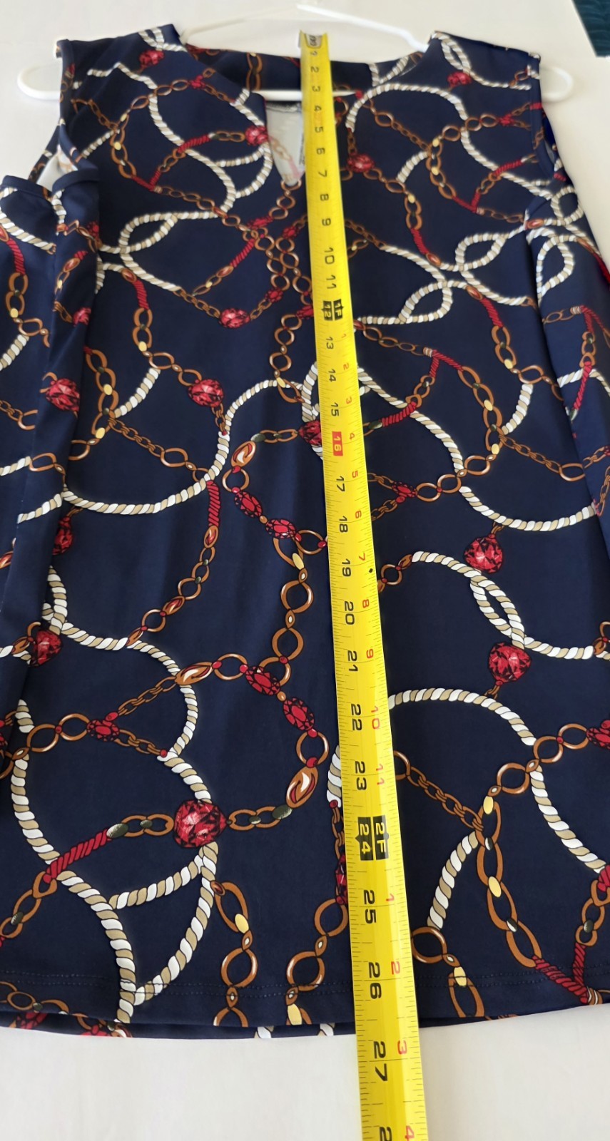 Lulu B XL Tank Top Rope Navy Chain V-Neck Sleeveless UPF Activeware Beachy