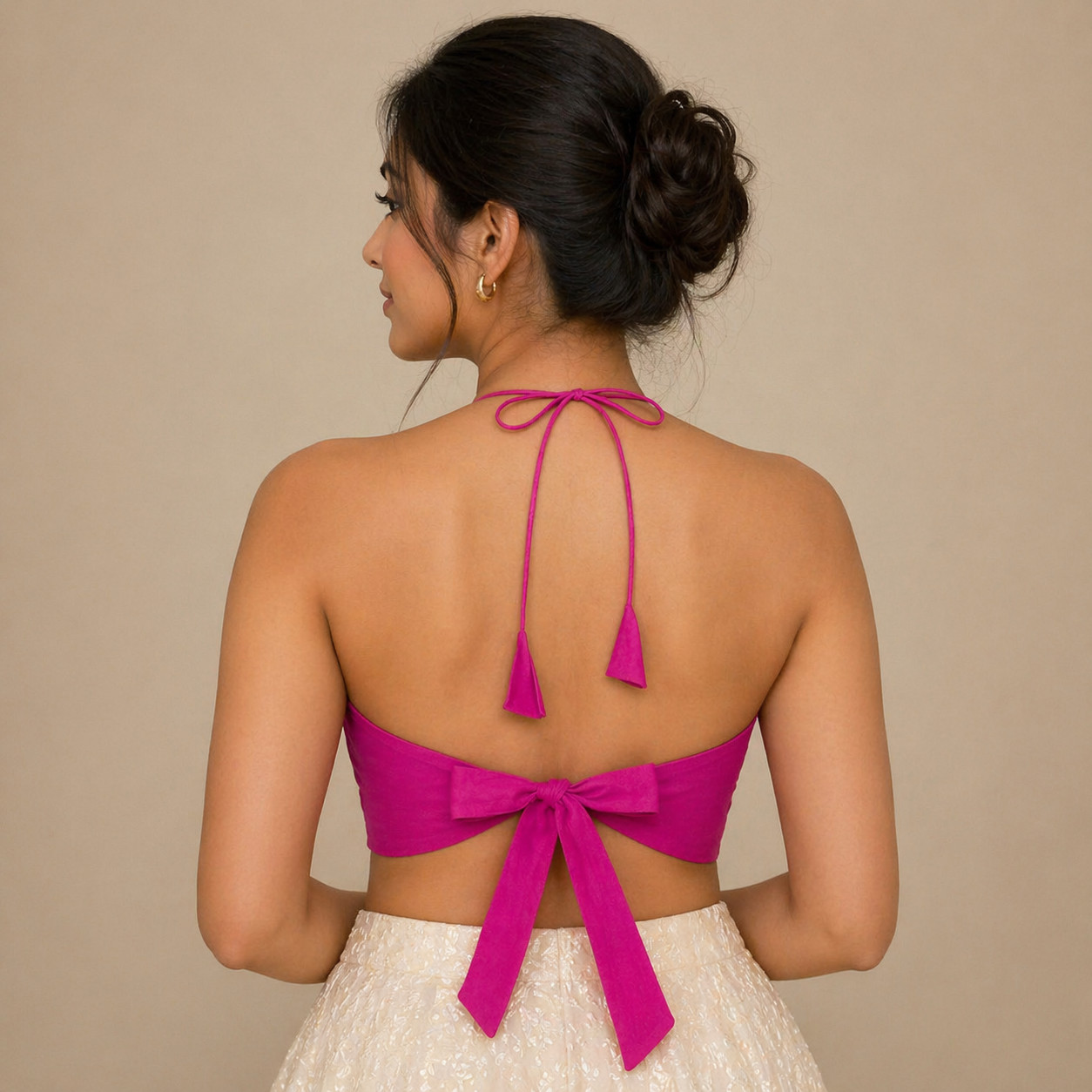 Silk Tie-Up Designer Blouse for Women Sleeveless Padded Bridal & Party Wear