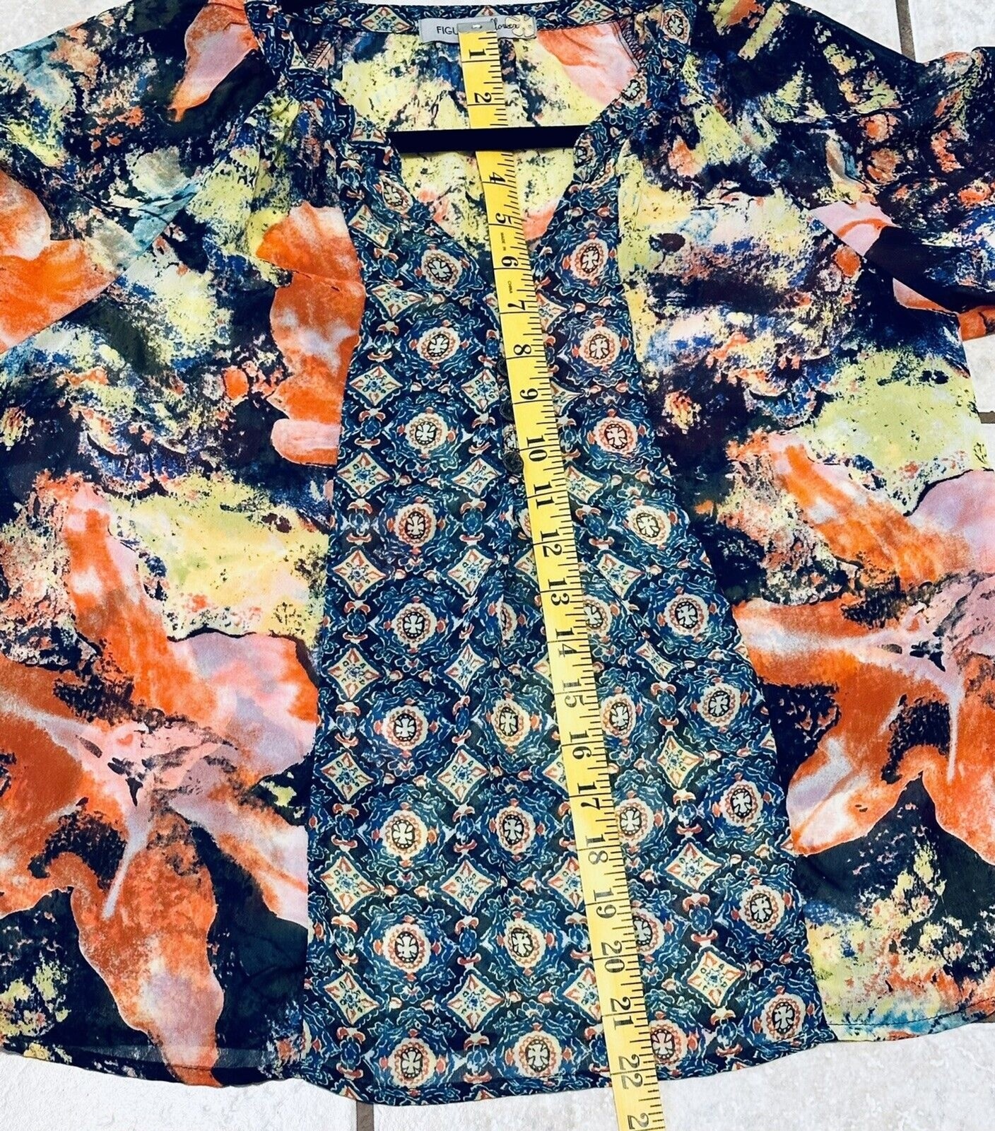 Figueroa & Flower Women Size S Patchwork Floral Blouse Boho Festival Peasant