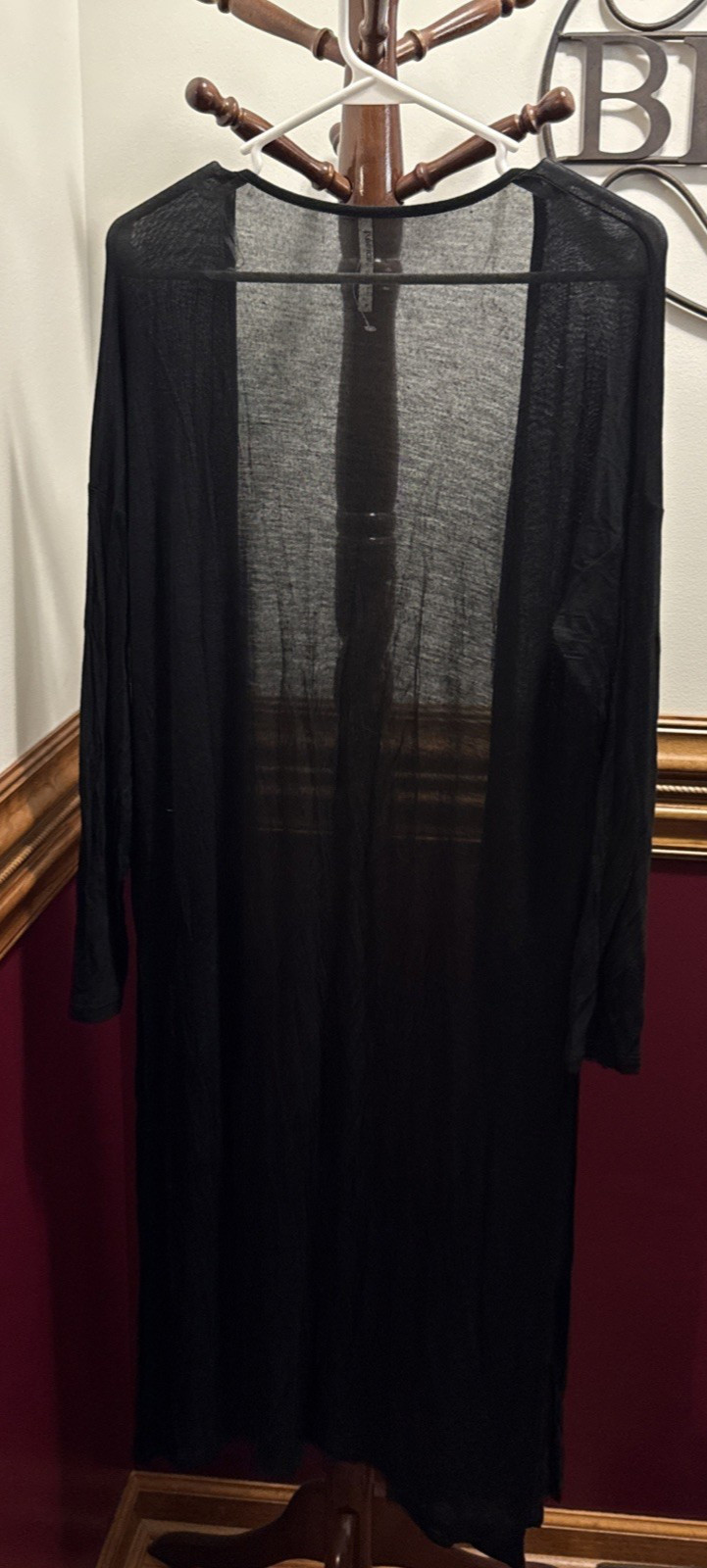 New Tresics Black Lightweight Duster Cardigan Size M Extra Long 3/4 Sleeves