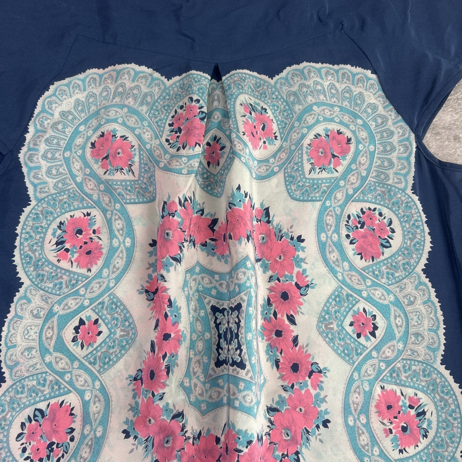 MOULINETTE SOEURS Anthropologie Blouse M 100% Silk Floral Print Top Boho Beach