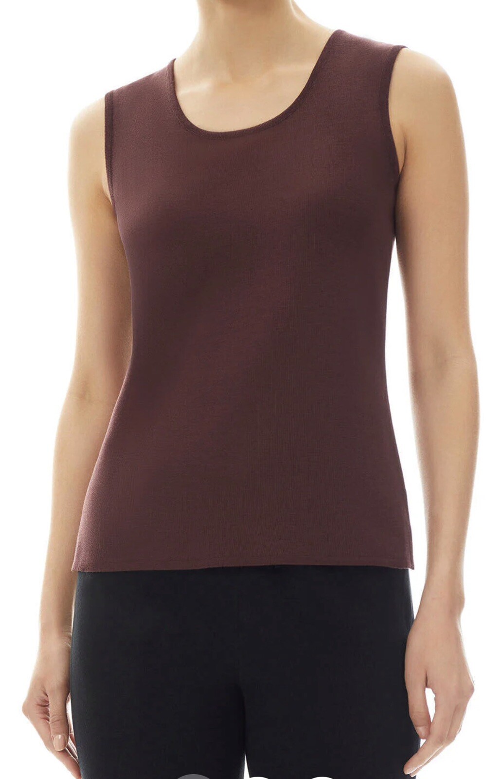 NWT Ming Wang Mid-Length Scoop Neck Knit Tank Auburn Brown – Choose Size