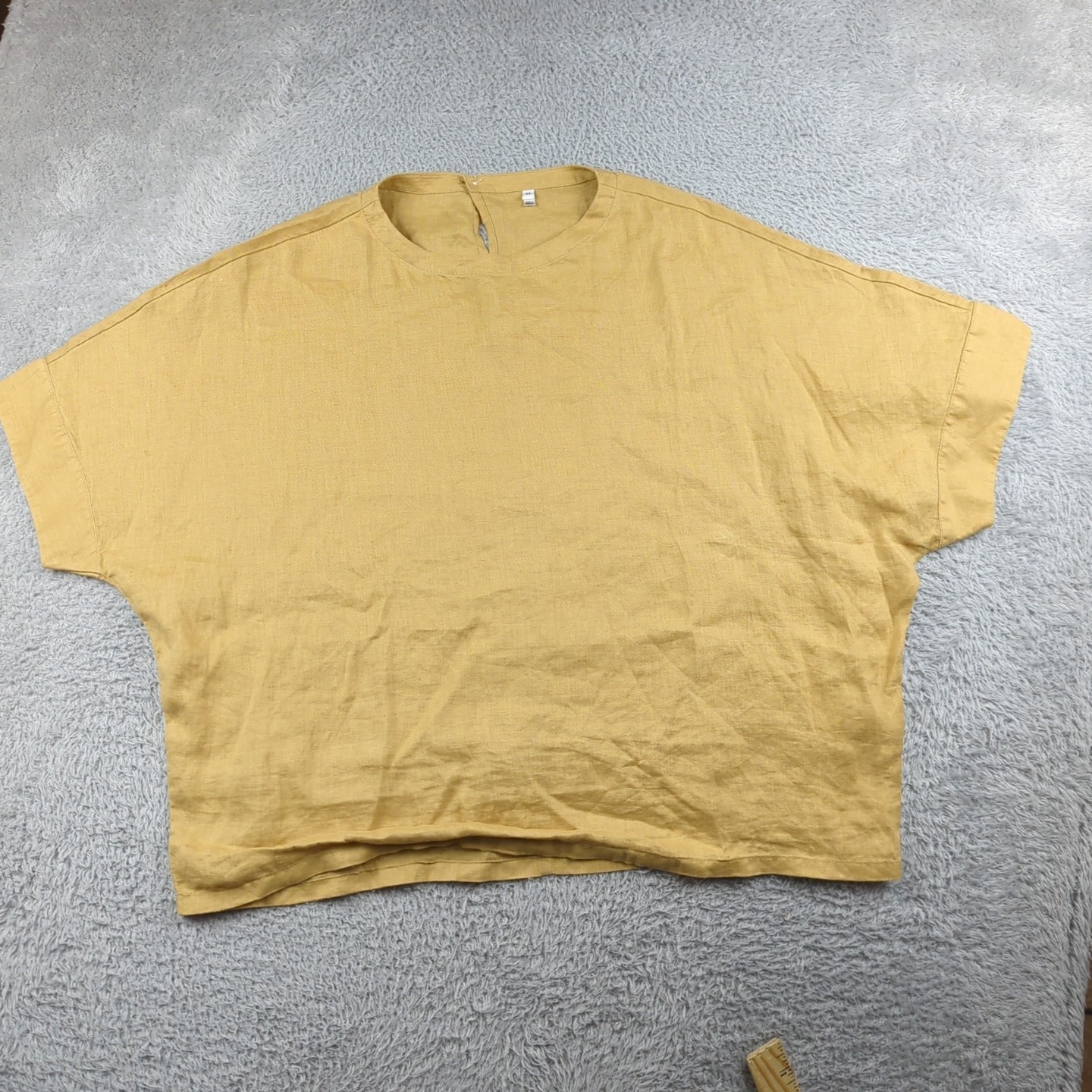 Muji Top Womens M Yellow True Hemp Lagenlook Pullover Oversize Casual