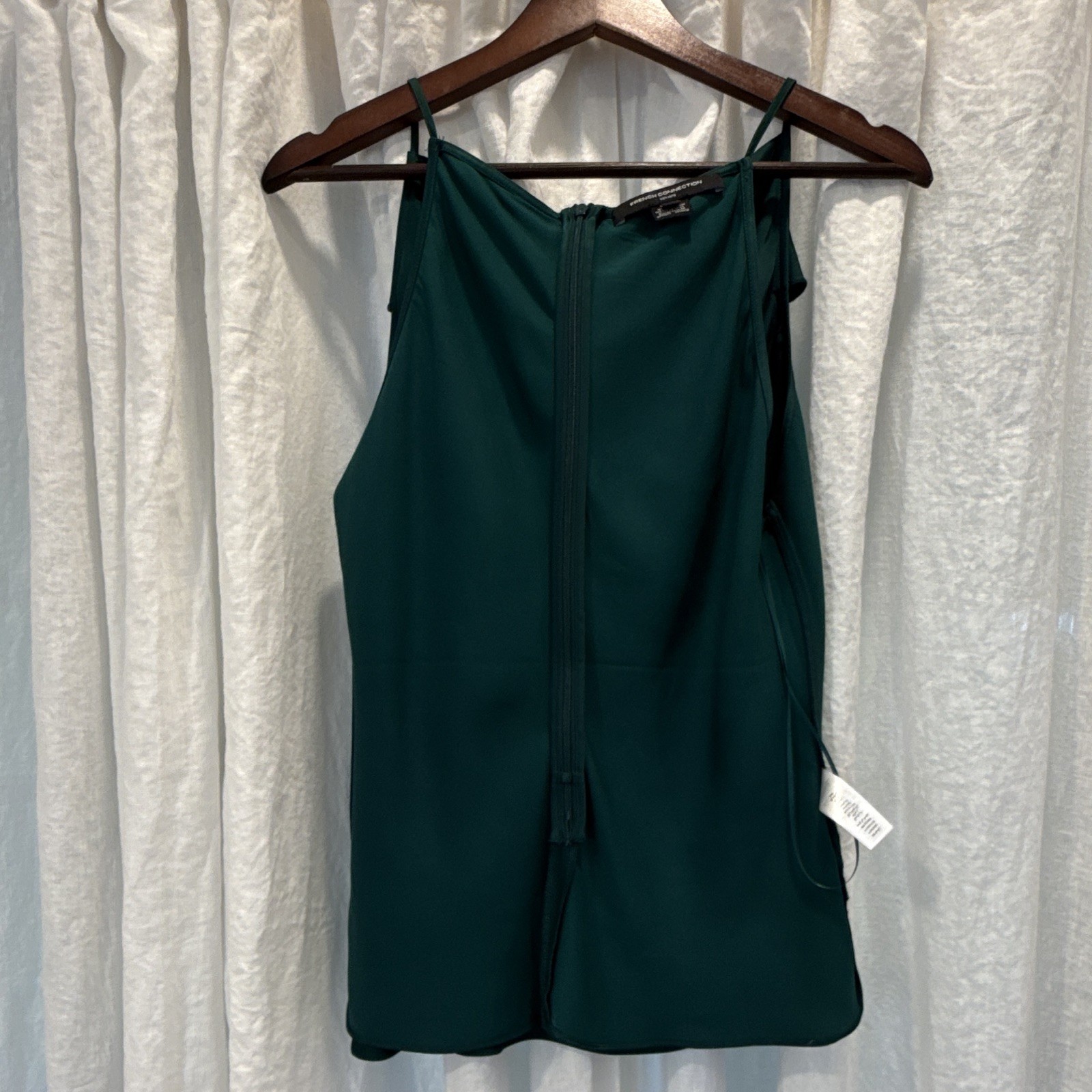 French Connection Green Solid Cowl Neck Spaghetti Strap Cami Tank US size 12