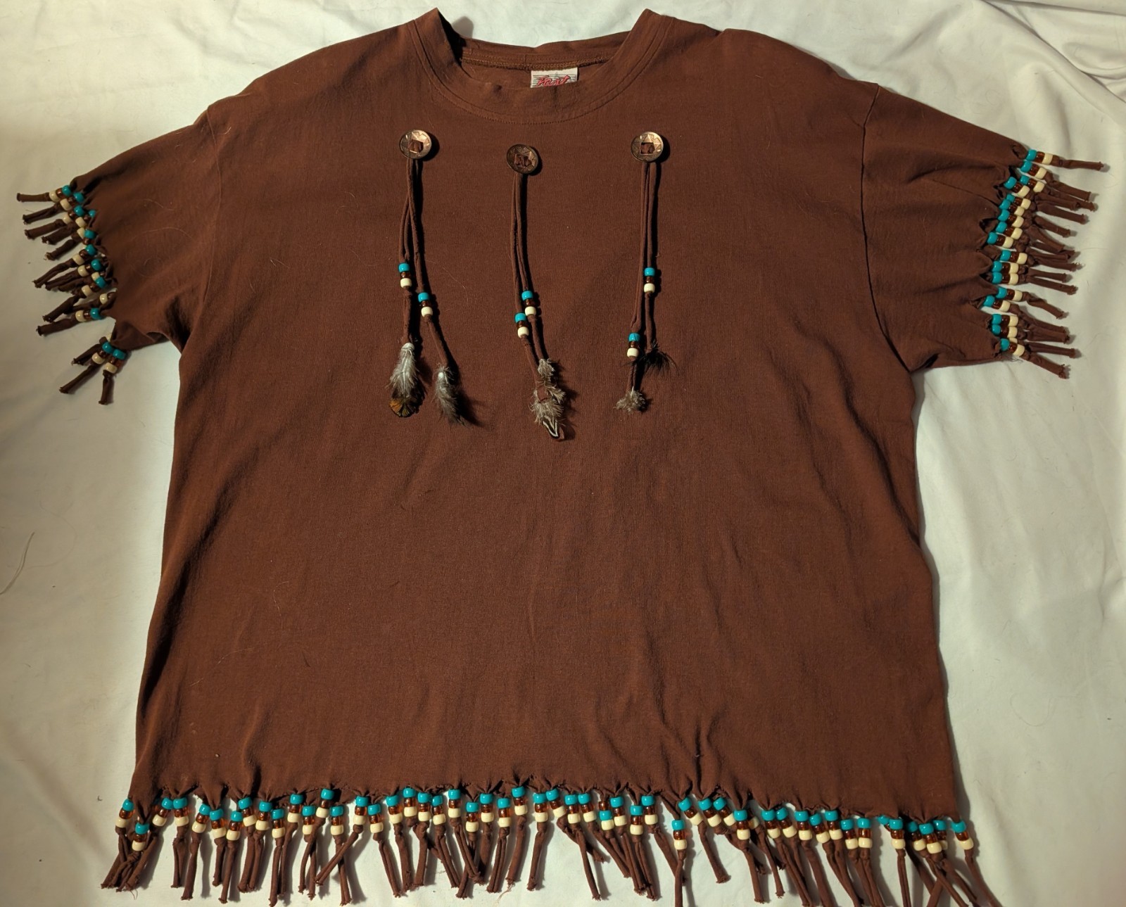 Fast Top Sz All Women Native Ethnic Southwest Boho Bead Fringe Accent Conchos