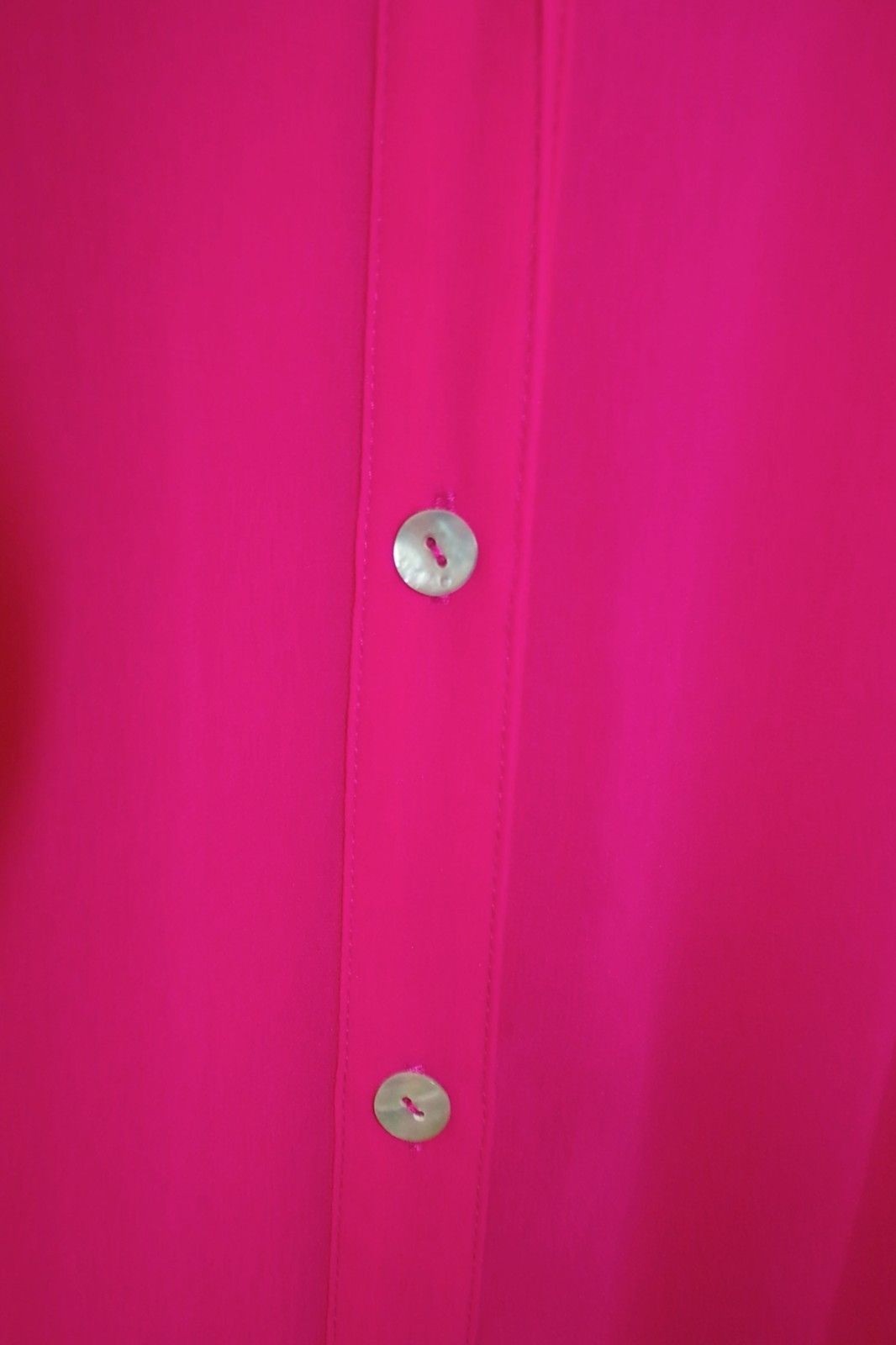 Womens Sz L Travel Elements Bright Fuchsia Hot Pink Semi Sheer Top Blouse Shirt