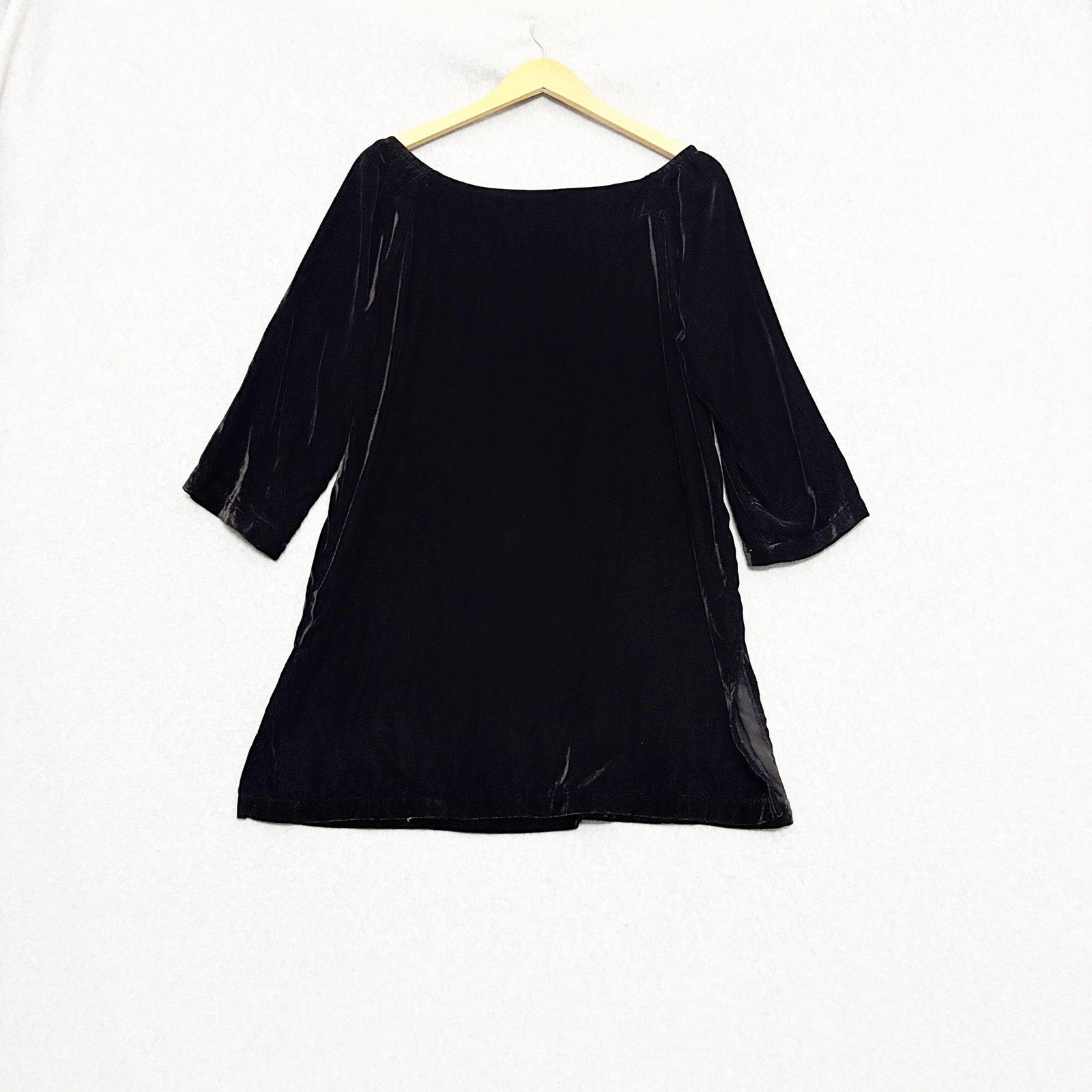 Soft Surroundings Womens Velvet Top Size L Whimsigoth Witchy Party 3/4 Sleeve