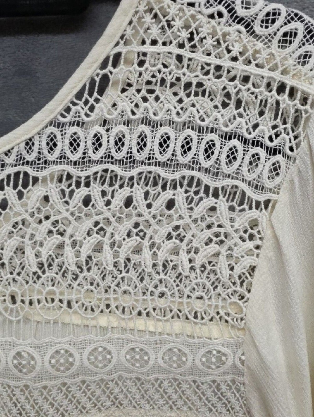 Ariat Cream Crochet Yoke Tunic Top