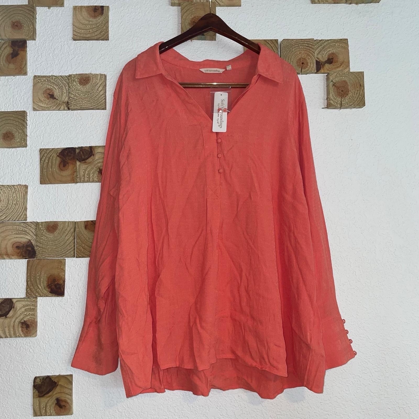 Soft Surroundings Tunic Top Coral Reef Lightweight Size Women’s 3X Work Wear NWT
