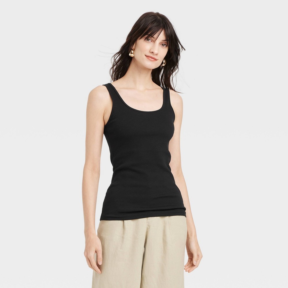 New Day Women’s Slim Fit Layered Tank Top Black XL Cotton Modal Spandex