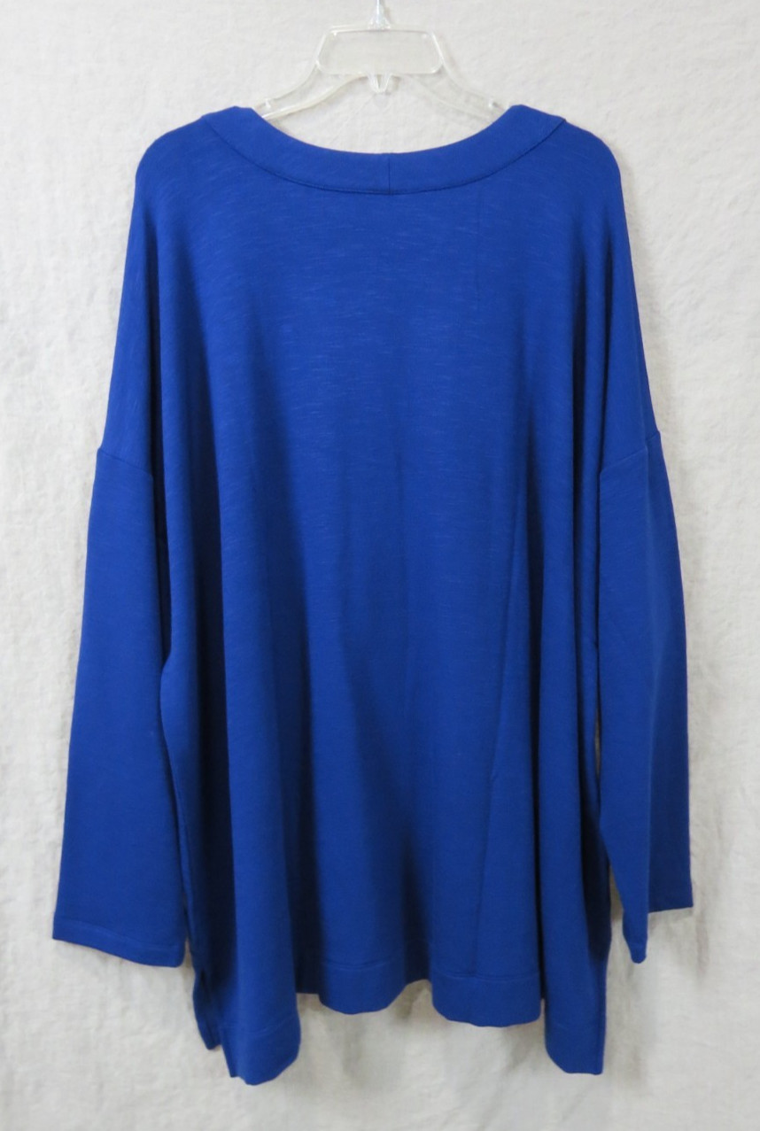 NEW J. Jill V-Neck Henley Top Soft Rayon Blend SIZE 4X Sapphire Blue