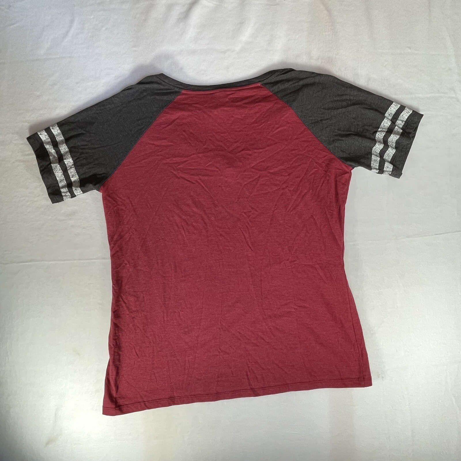 Donald Trump Ladies Tshirt Sz Large Short Sleeve V Neck Cotton District Red Flag