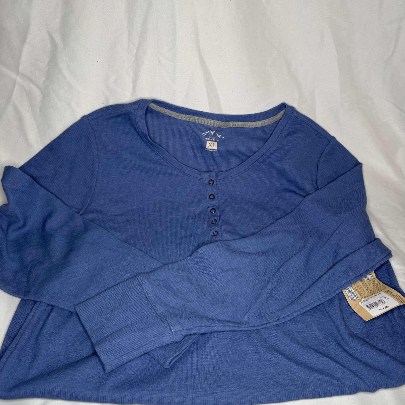 Blue Mountain Women’s Long Sleeve Henley Shirt Dutch Blue XL