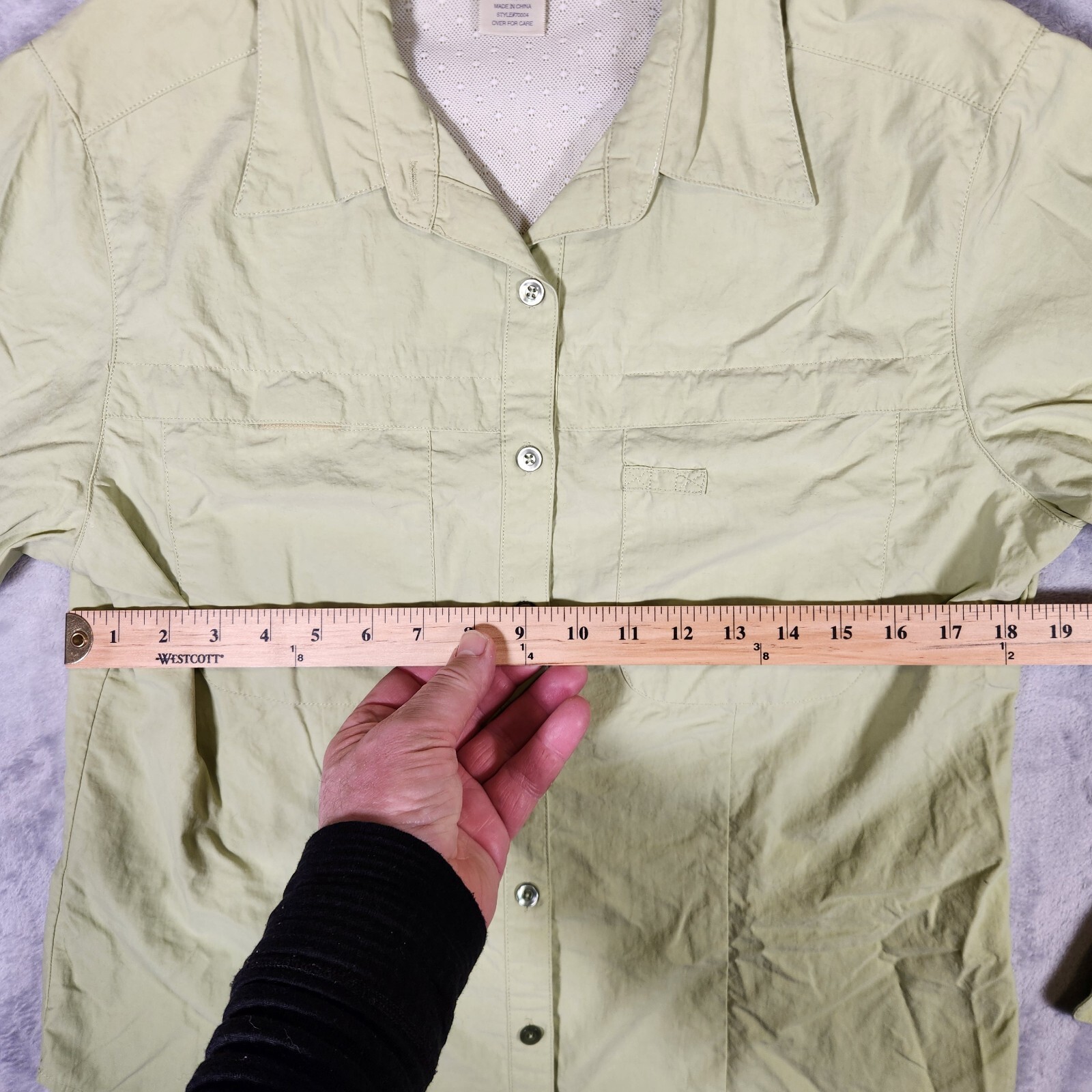 Travel Smith Shirt Womens Medium Green Vented Button Up Nylon Camping Gorpcore