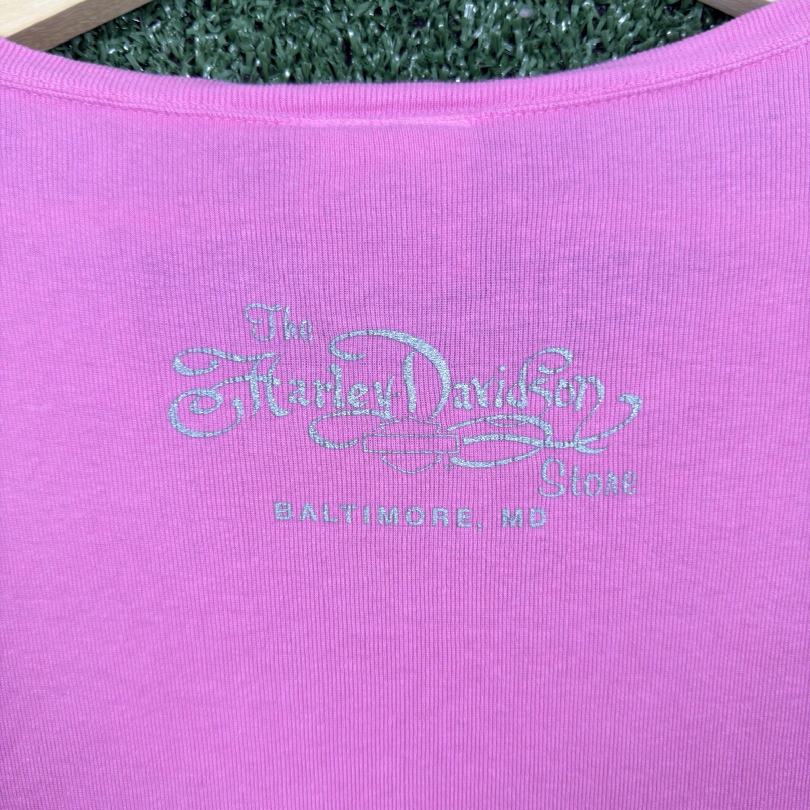Harley Davidson Women’s Medium Short Sleeve T-Shirt Rhinestones Logo Pink Biker