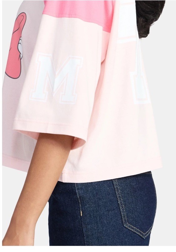 Disney Women’s Aristocats Marie Raglan Varsity Crop Graphic Tee Shirt Med (8-10)