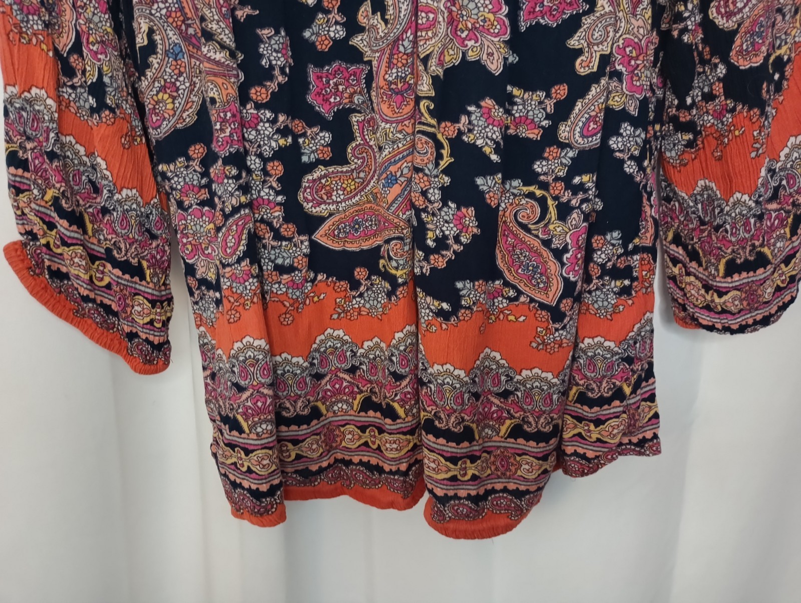 Bila Womens Boho Peasant Top XXL Paisley Flowy Festival Beach