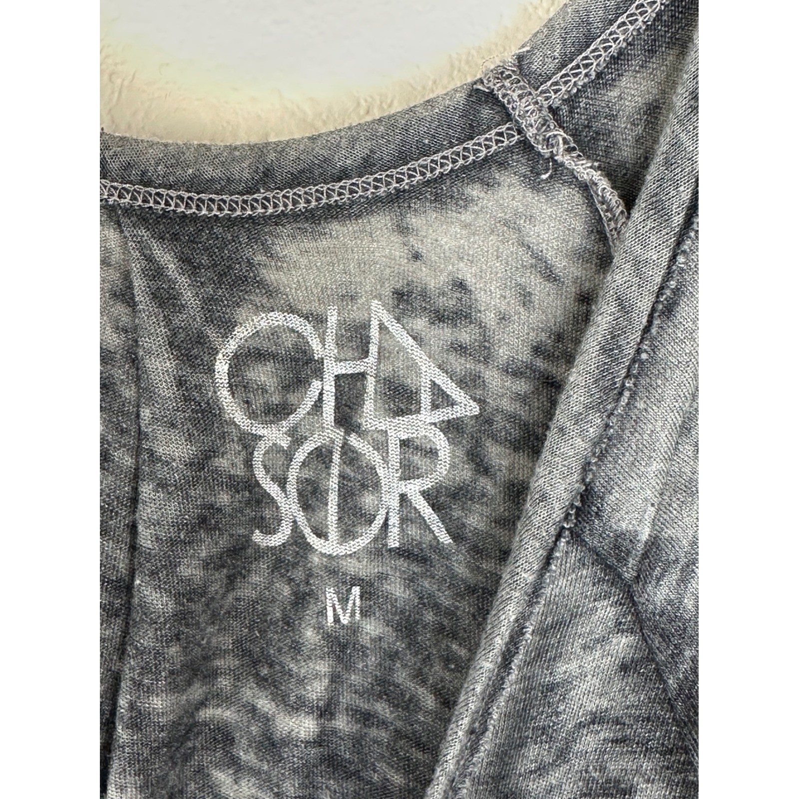 Chaser Sun Moon Stars Burnout Graphic Tee Women M Gray Y2K Boho Top