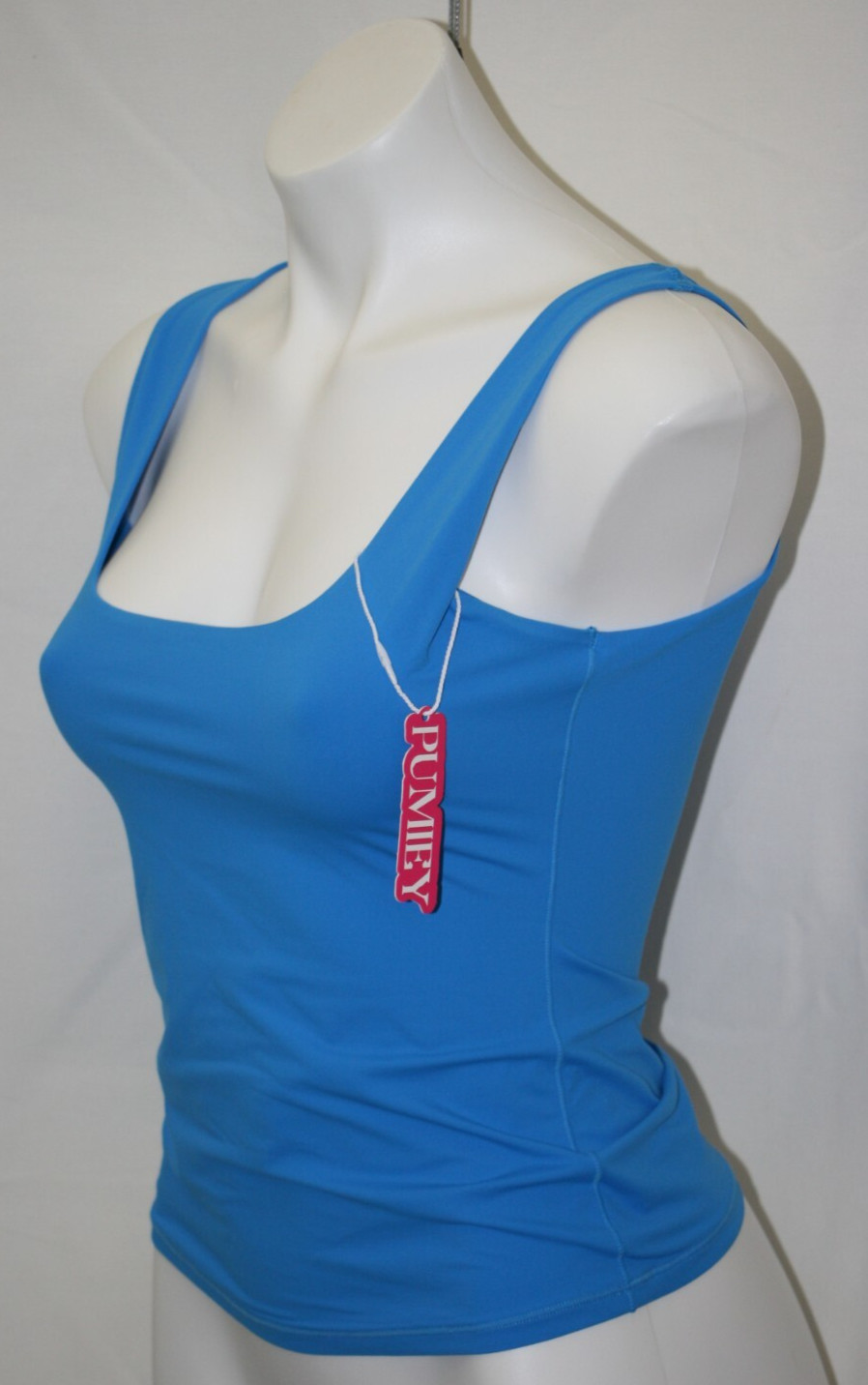 Pumiey Solid Blue Square Neck Tank Top Basic Sleeveless Cami Size M NEW