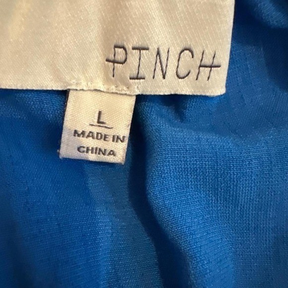 Pinch Blue Sleeveless Peplum Top Square Neck Pleated Cinched Waist Size Large