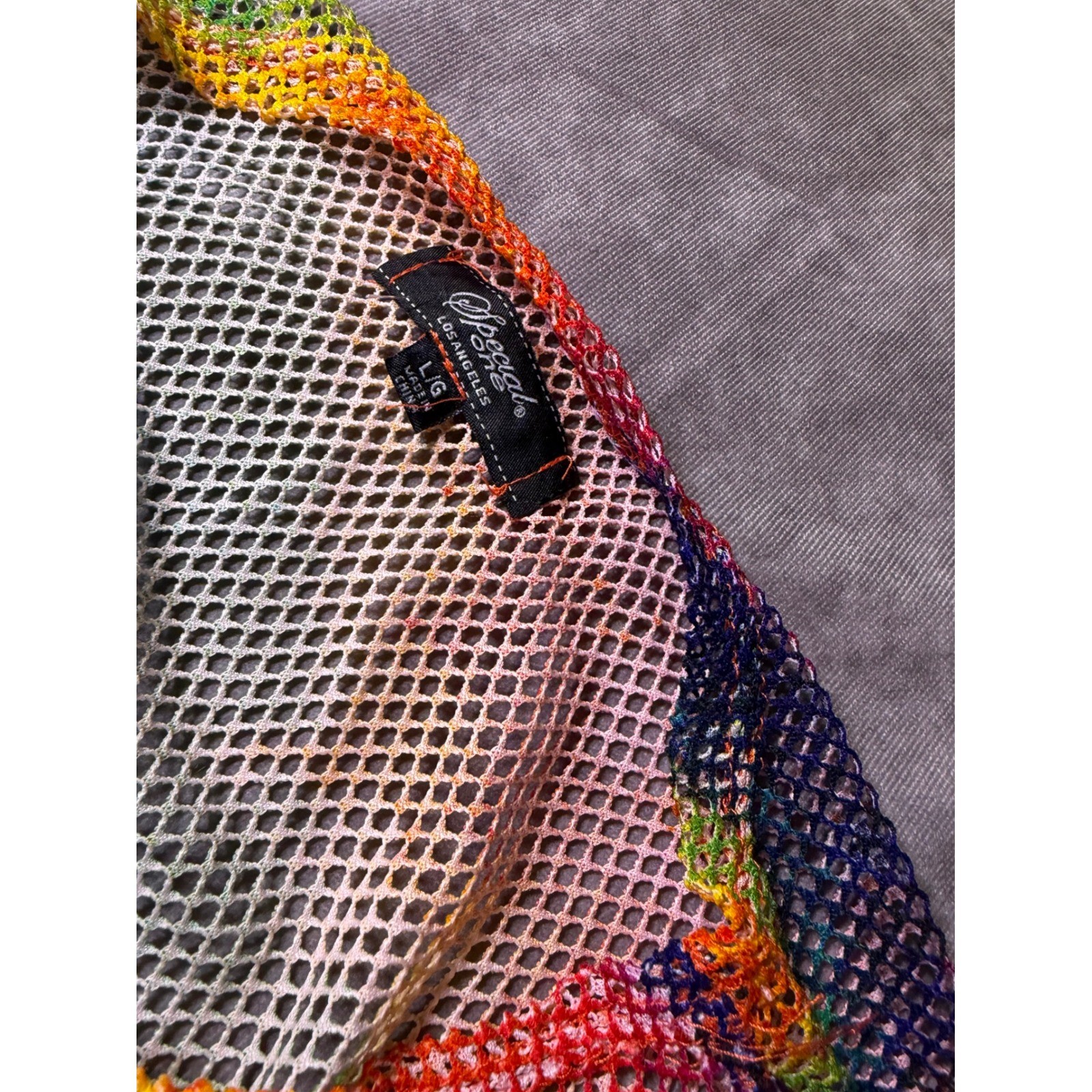 Special One Los Angeles Rainbow Tie Dye Mesh Crop Top NS439 Large Festival Rave