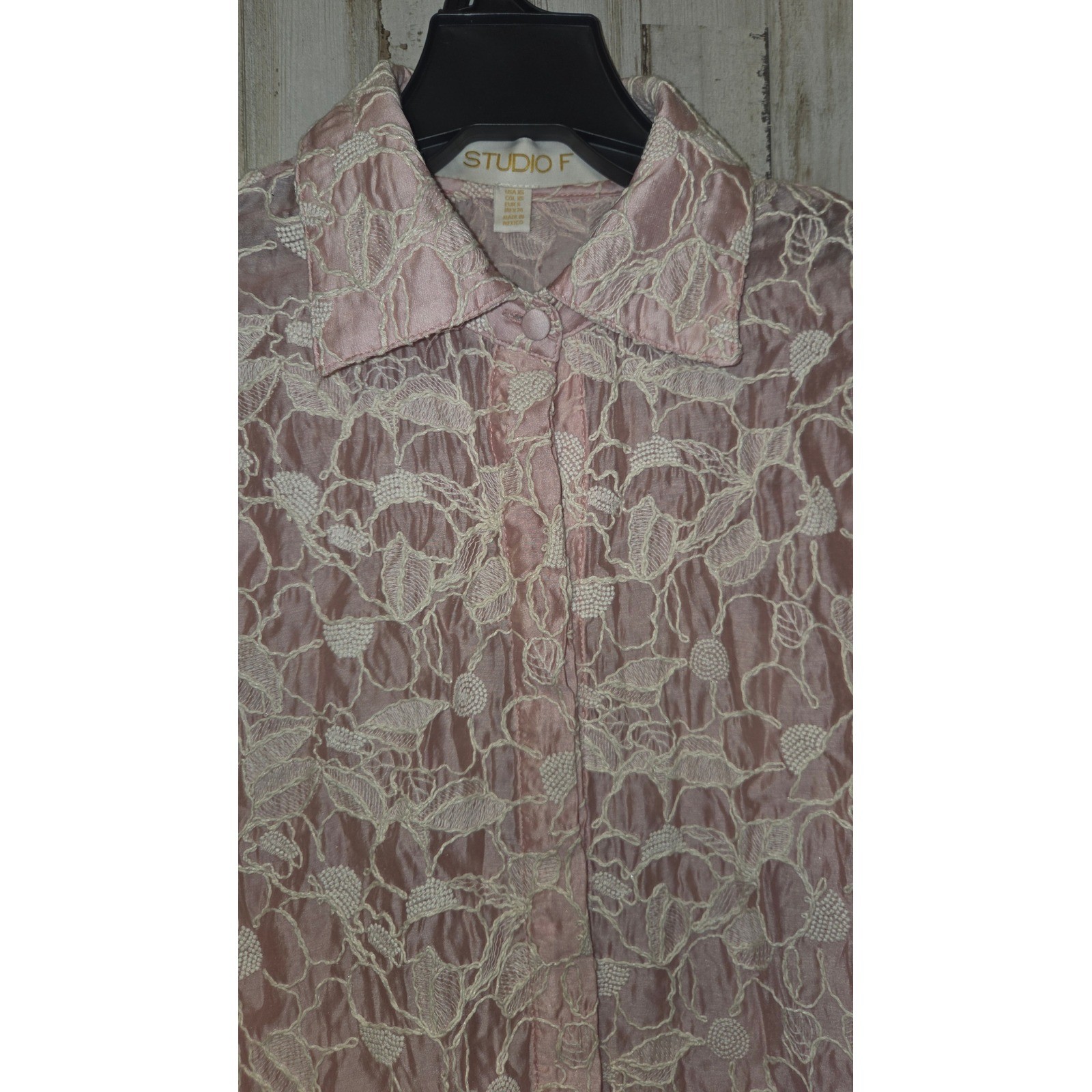 STUDIO F size XS Embroidered Button Shirt Tunic Collared Bohemian Prairie
