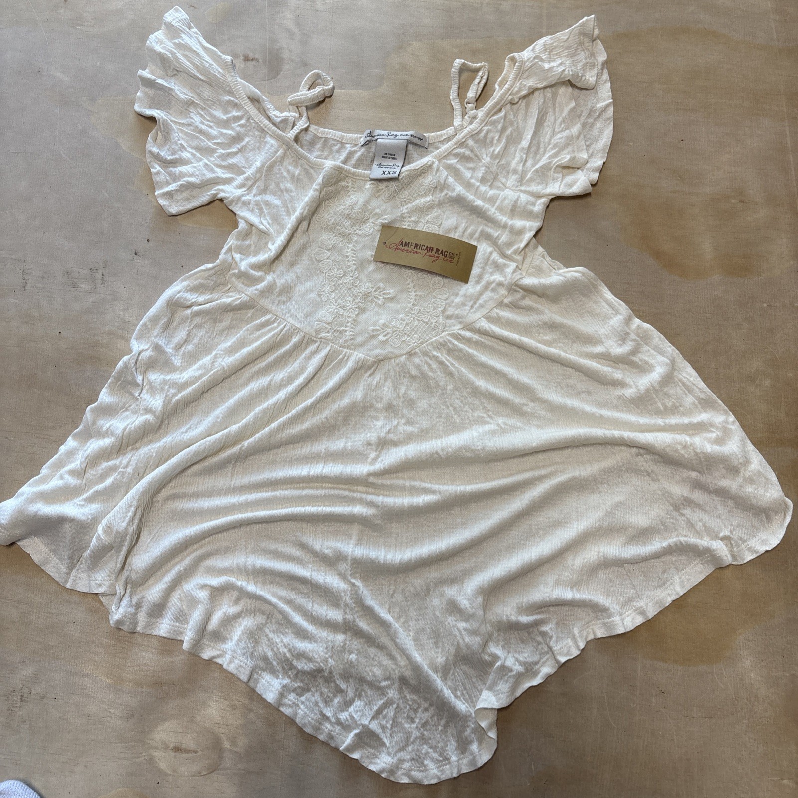 American Rag Cie Macys Women’s Size XXS Blouse Lightweight Adjustable Beige