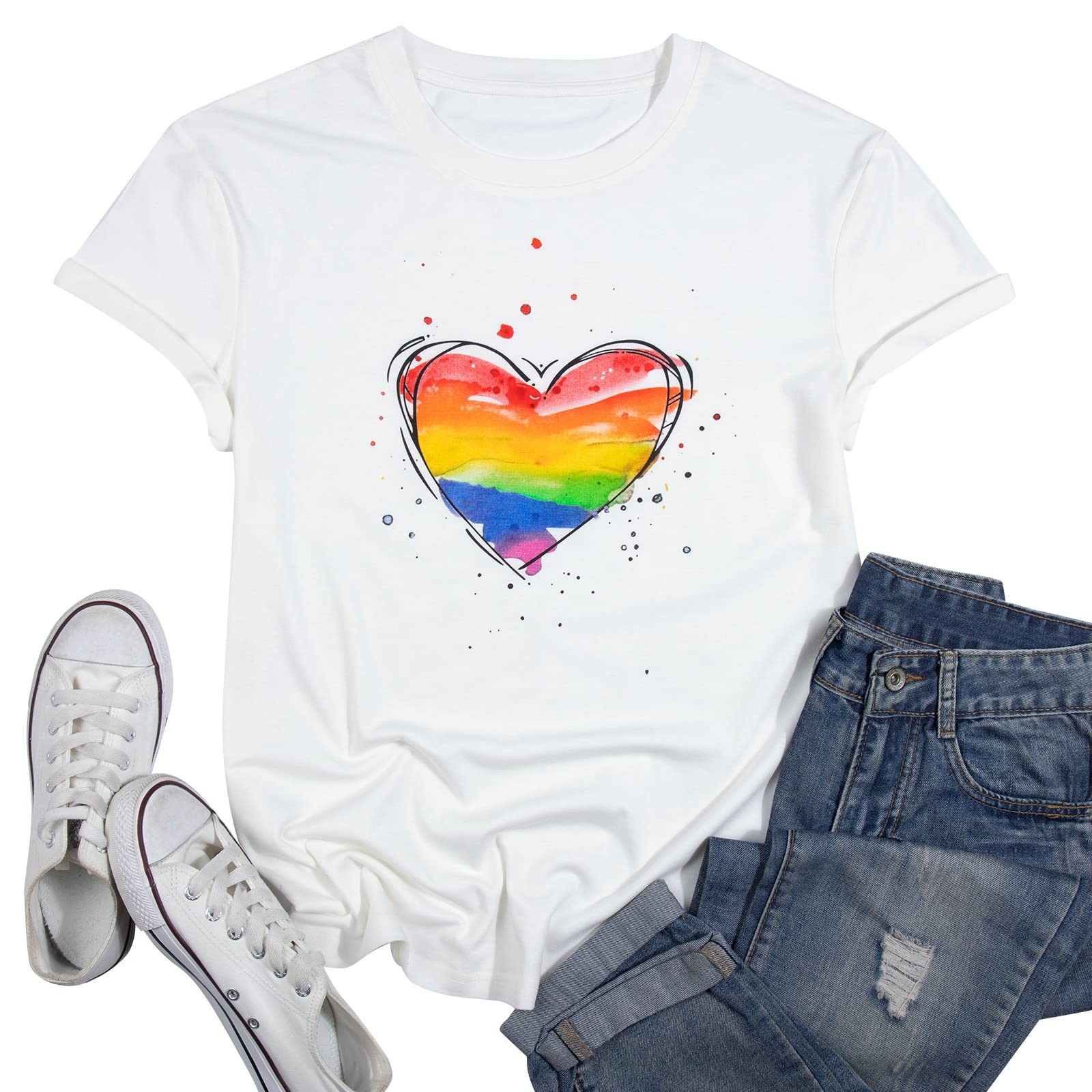 Gay Pride Shirts for Women Rainbow Tie Dye Shirt LGBTQ Pride Tshirts XL