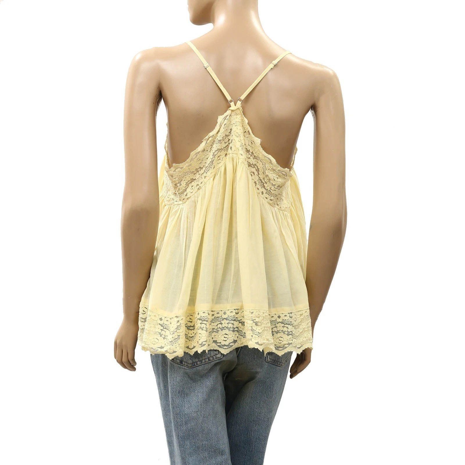 Intimately Free People Fiona Cami Blouse Top Tank Sleeveless Lace Slip M 288627