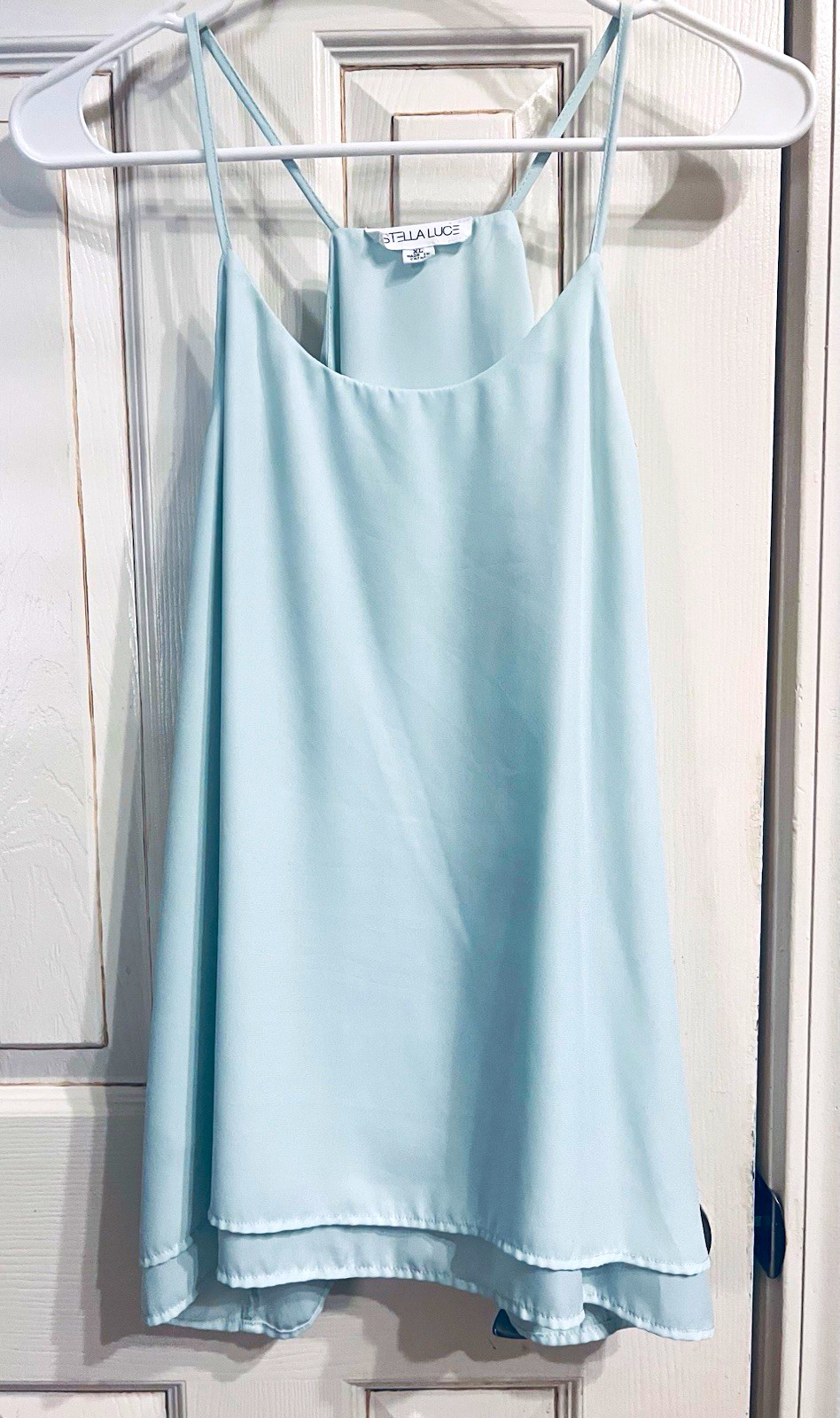 Stella Luce XL Light Aqua Layered Racerback Tank Blouse Flowy Romantic Beautiful