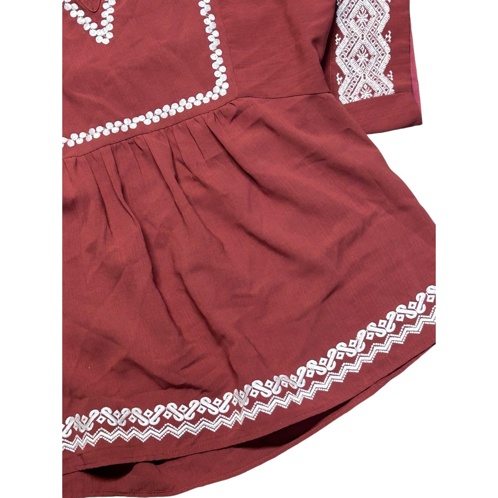 Skies Are Blue Medium Boho Top Embroidered Festival Maroon Empire | Stitch Fix