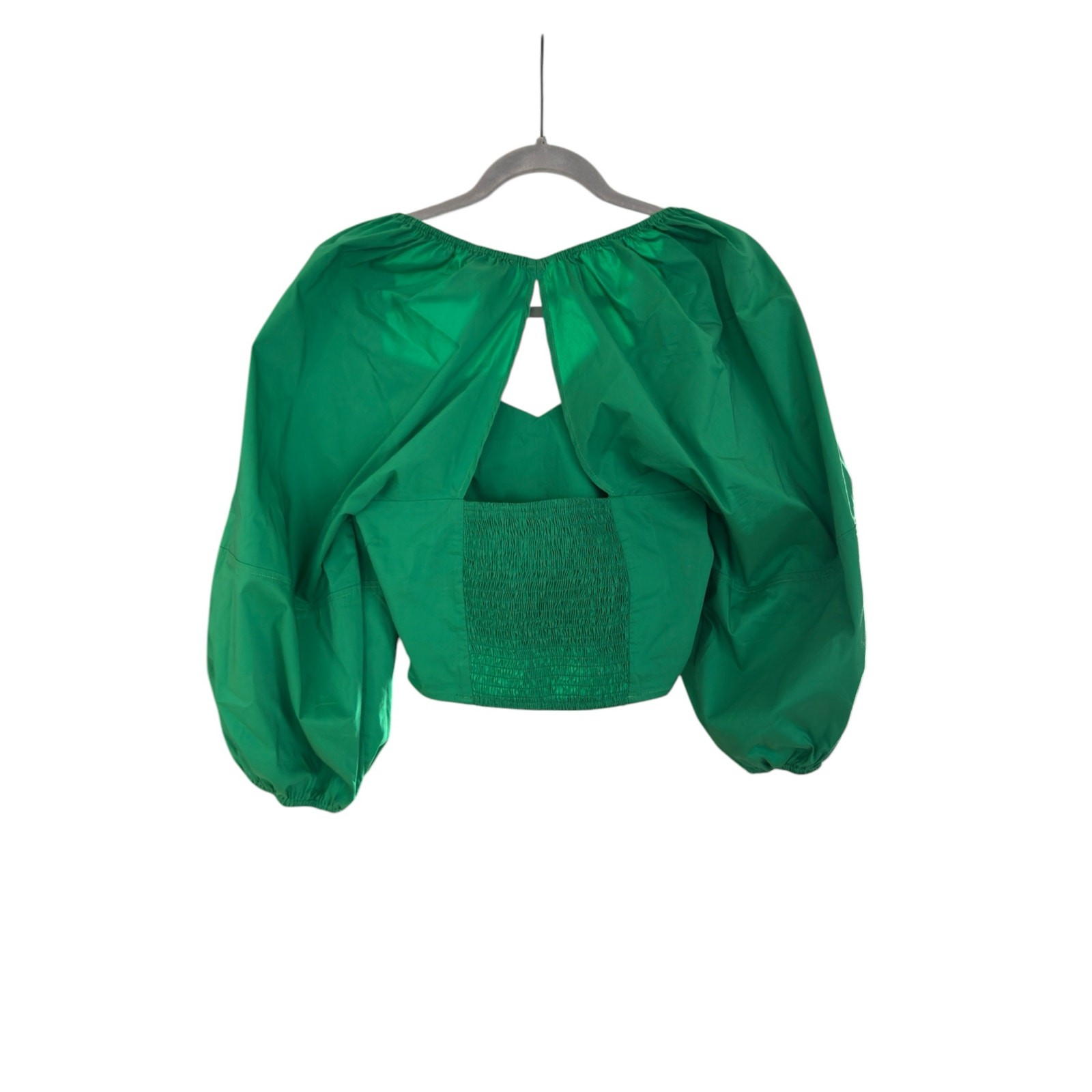 Buru Balloon Sleeve Bustier Cropped Top S, Kelly Green | NEW $118