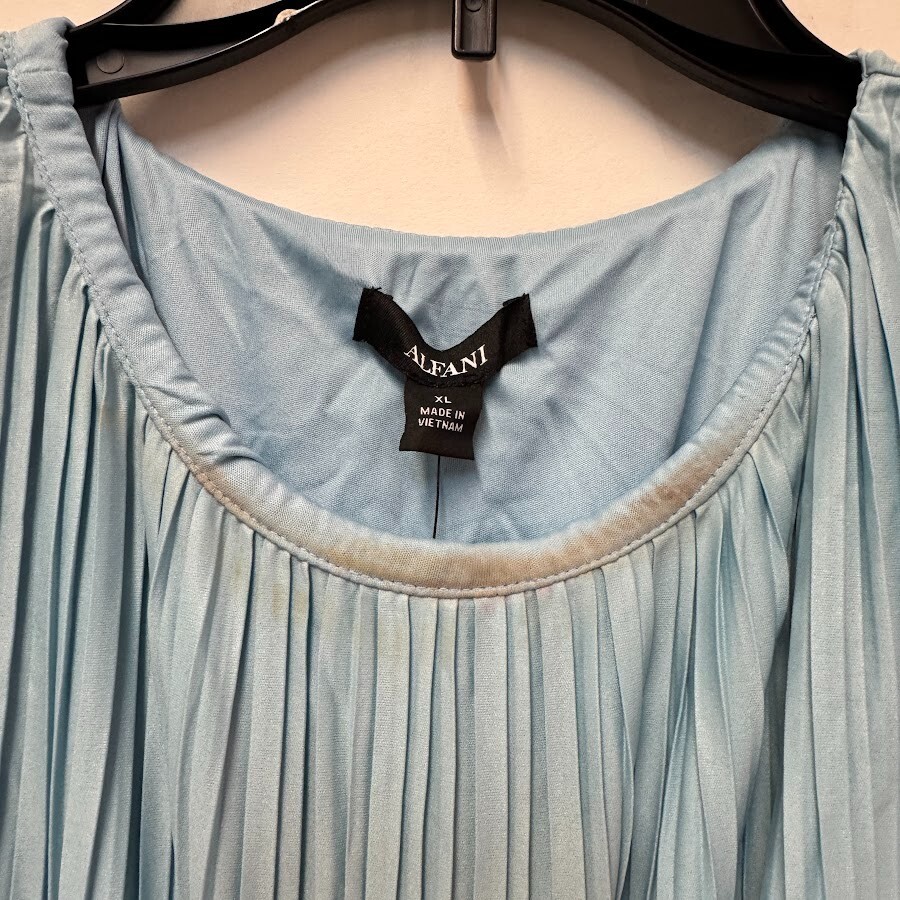 Alfani Womens XL Rain Shower Blue Layered Pleated Sleeveless Tank Top NWD AJ23