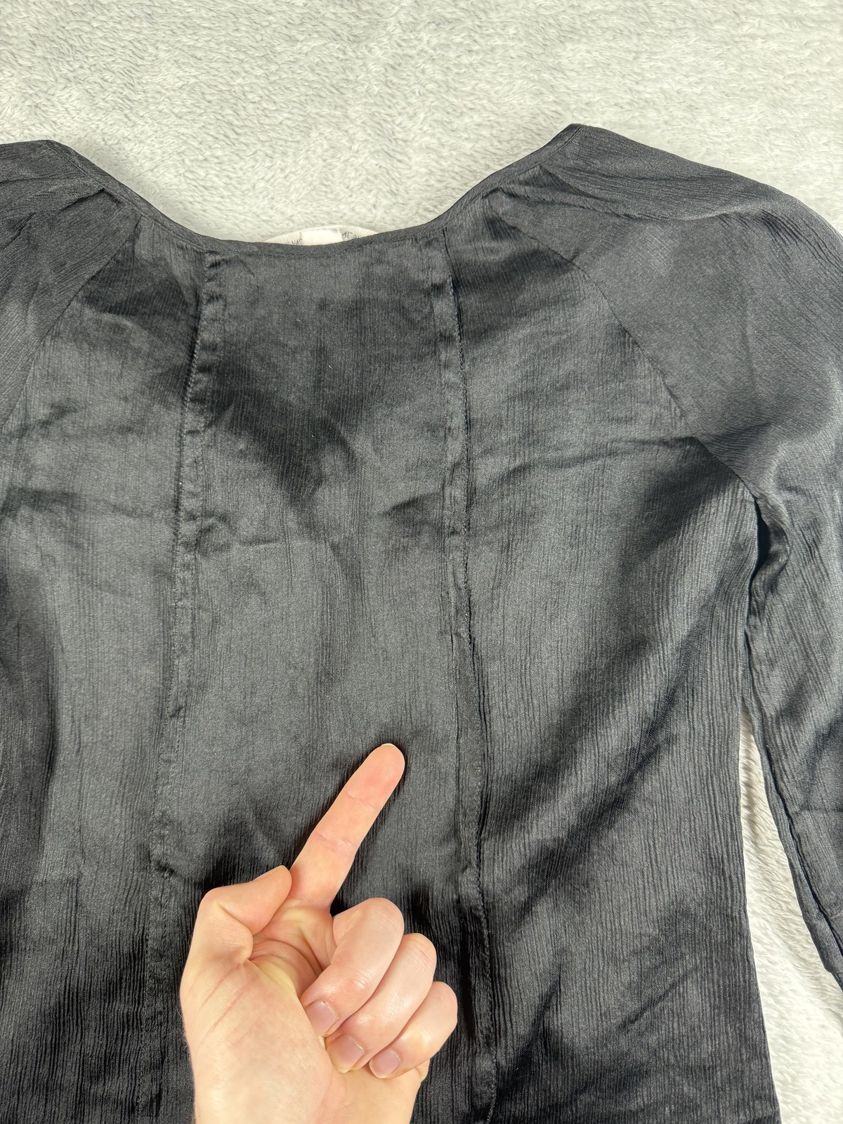 Diane von Furstenberg Blouse Womens 2 Black Silk Ruffle 3/4 Sleeve Dressy Top