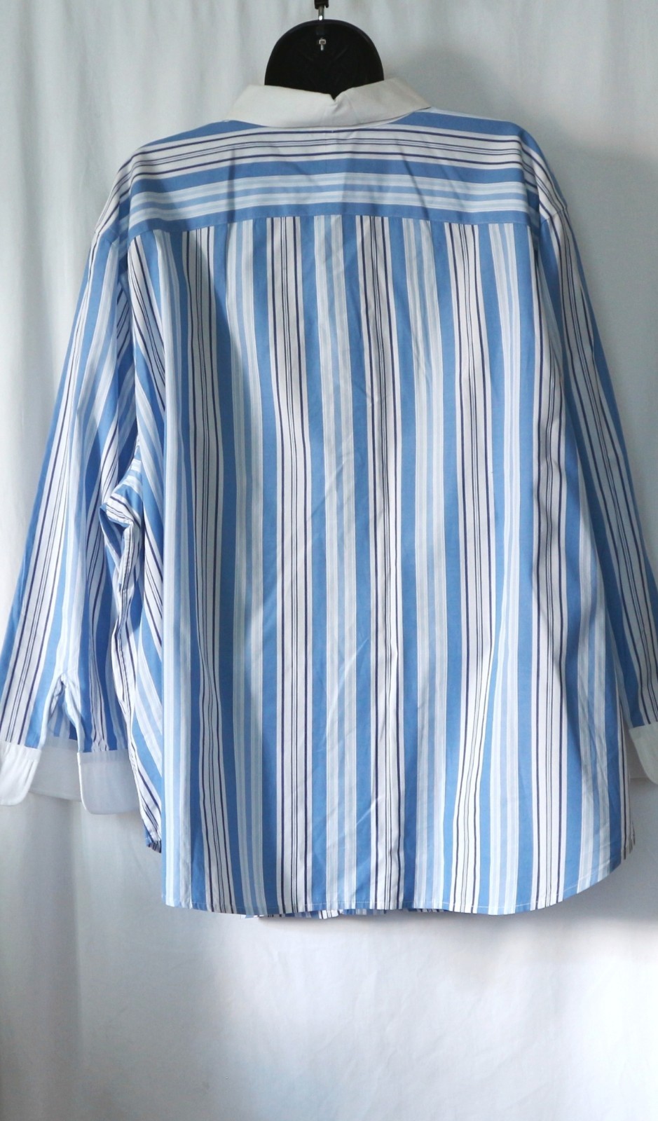 LAUREN RALPH LAUREN Blue Striped Cctton Blse 61 In Chst 29 In Lng Sz 3X EXC