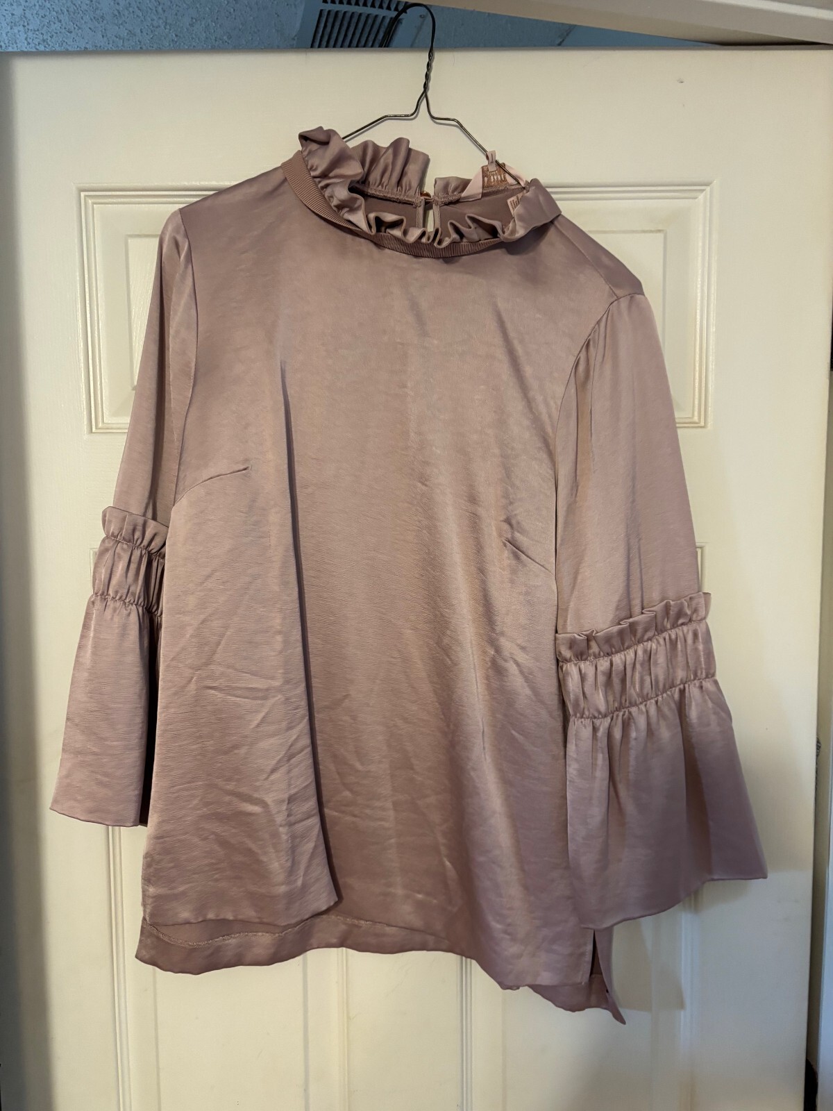 Ted Baker Ladies Size 2 Lavender Blouse Ruffle Panel Frilly