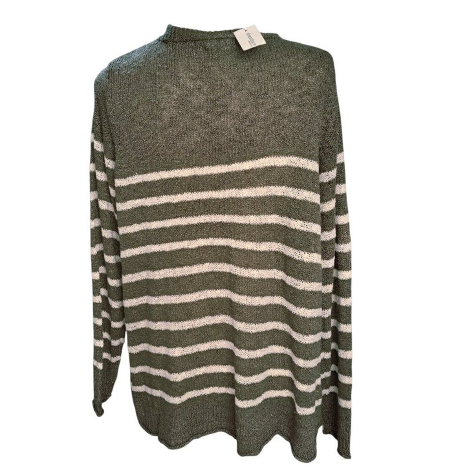 Westport Women’s Knit Pullover Olive Green Striped Long Sleeve Work Sz XL