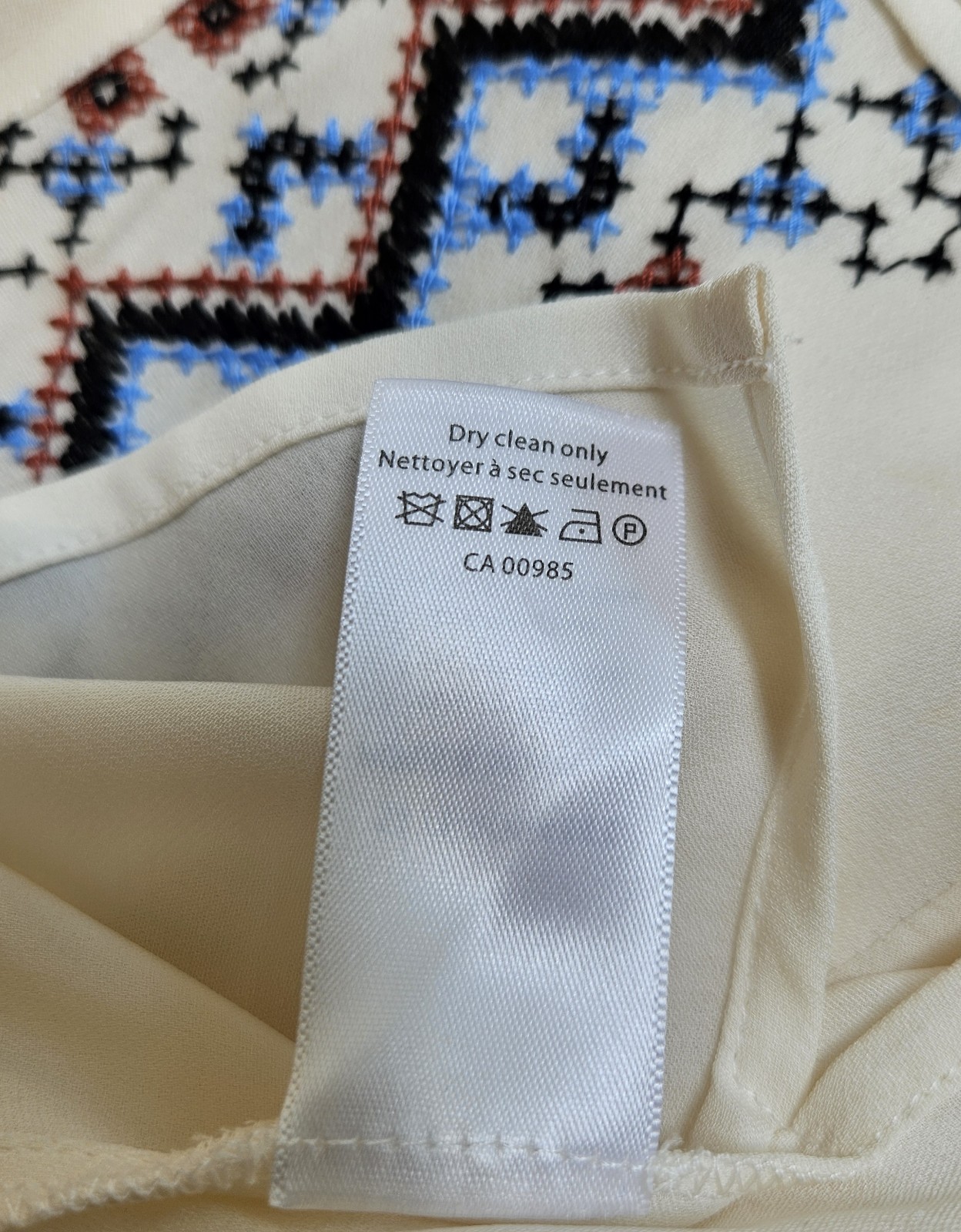 Veronica Beard Dream Long Sleeve Embroidered Silk Blouse Cream White Excellent 6