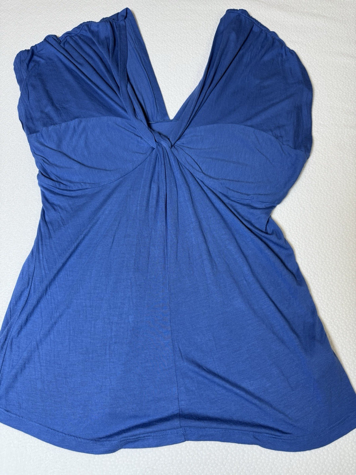 BCBGeneration Blue Short Sleeve Plunge Neck Top XL NWT