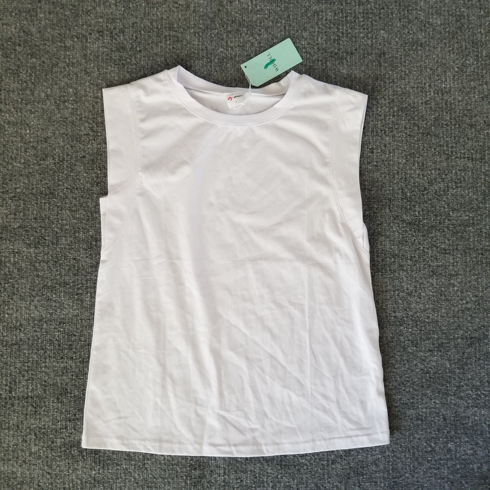 New Wiholl Women Tank Top Small Solid White Sleeveless Crew Neck Stretch