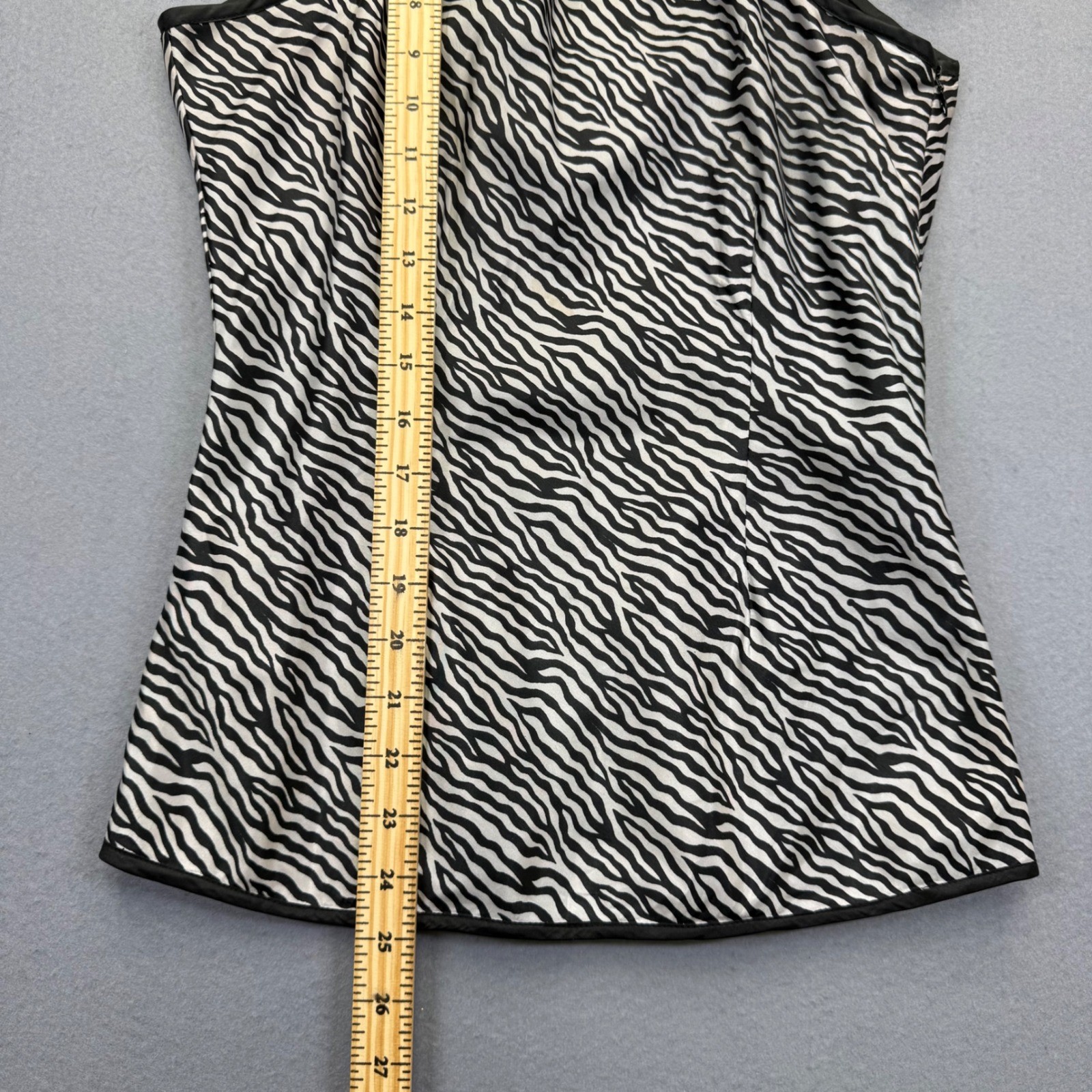 Zoe B Womens Zebra Print Polysilk Halter Top Mock Neck Scarf Tie Black White S
