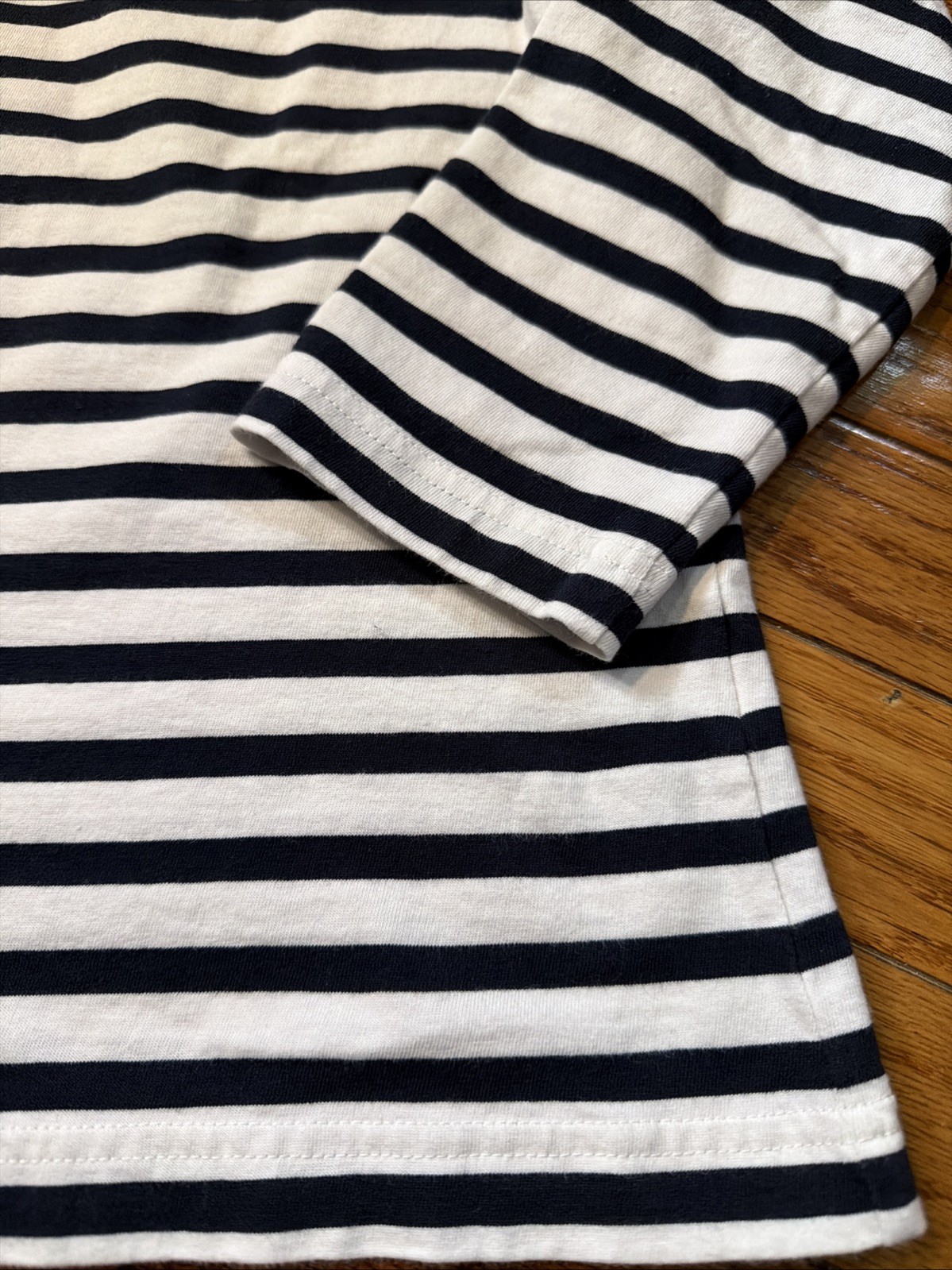 COS Blue And White Striped Bateau Neckline 3/4 Sleeves Shirt Size X-small