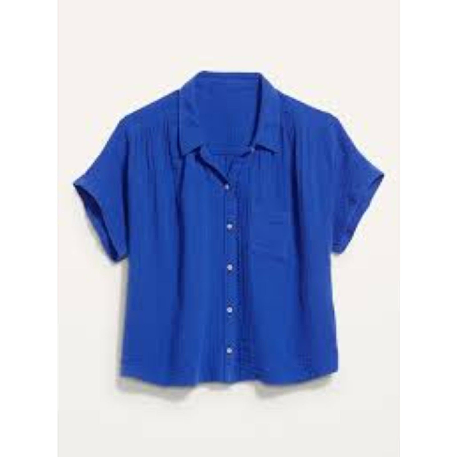 Old Navy Size XL Blue Loose button-up boxy gauzy shirt 100% cotton NWOT
