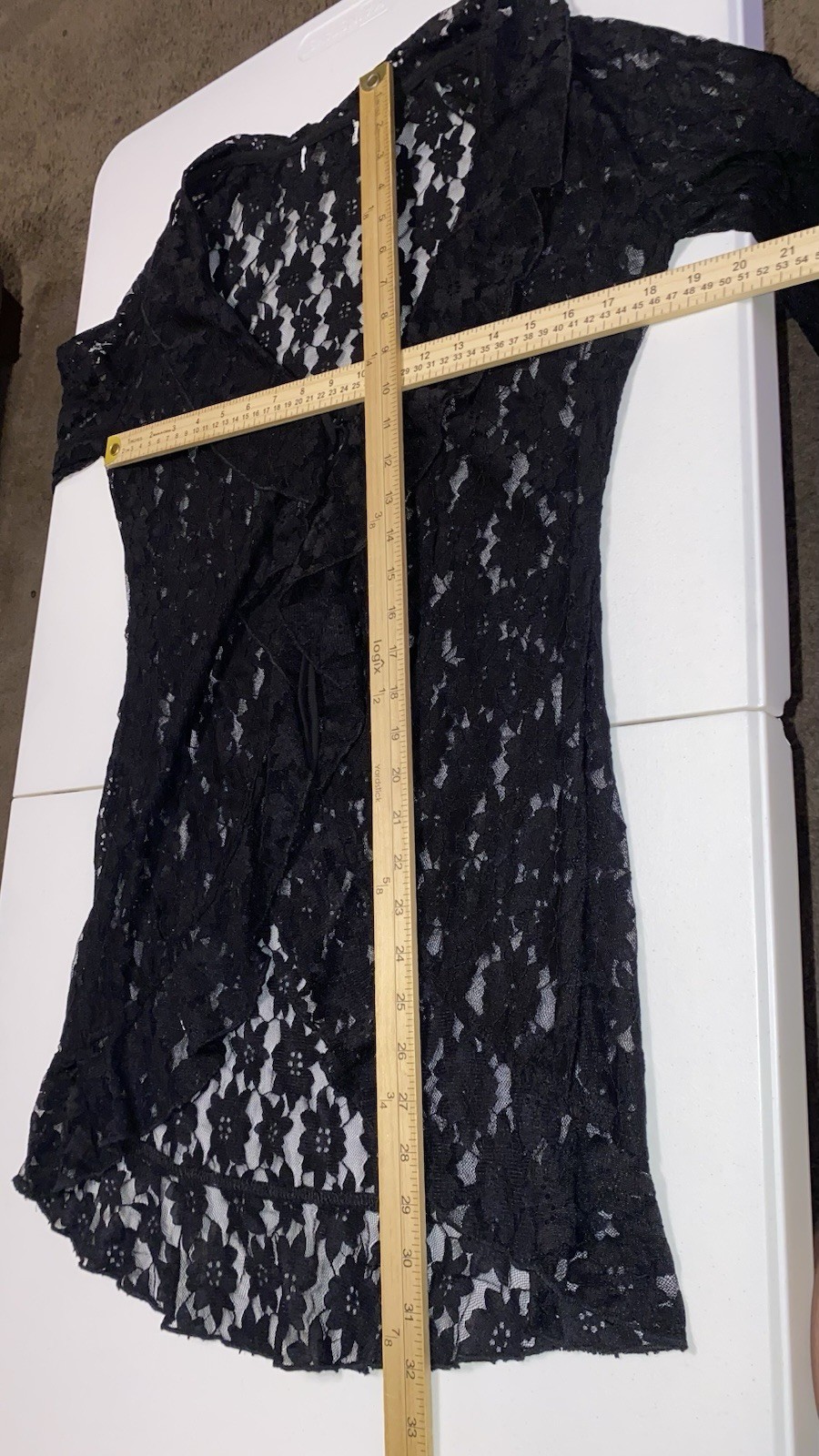Vtg 90s Womens Victorian Black Lace Sheer Stretchy Whimsigoth Cardigan Top Sz M