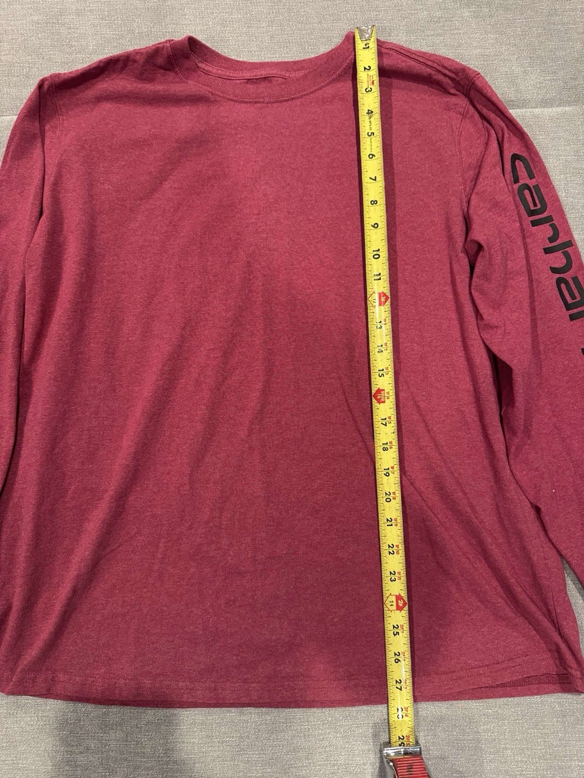 Carhartt Women’s 1X 16W-18W Loose Fit Long Sleeve Shirt Burgundy Logo Sleeve