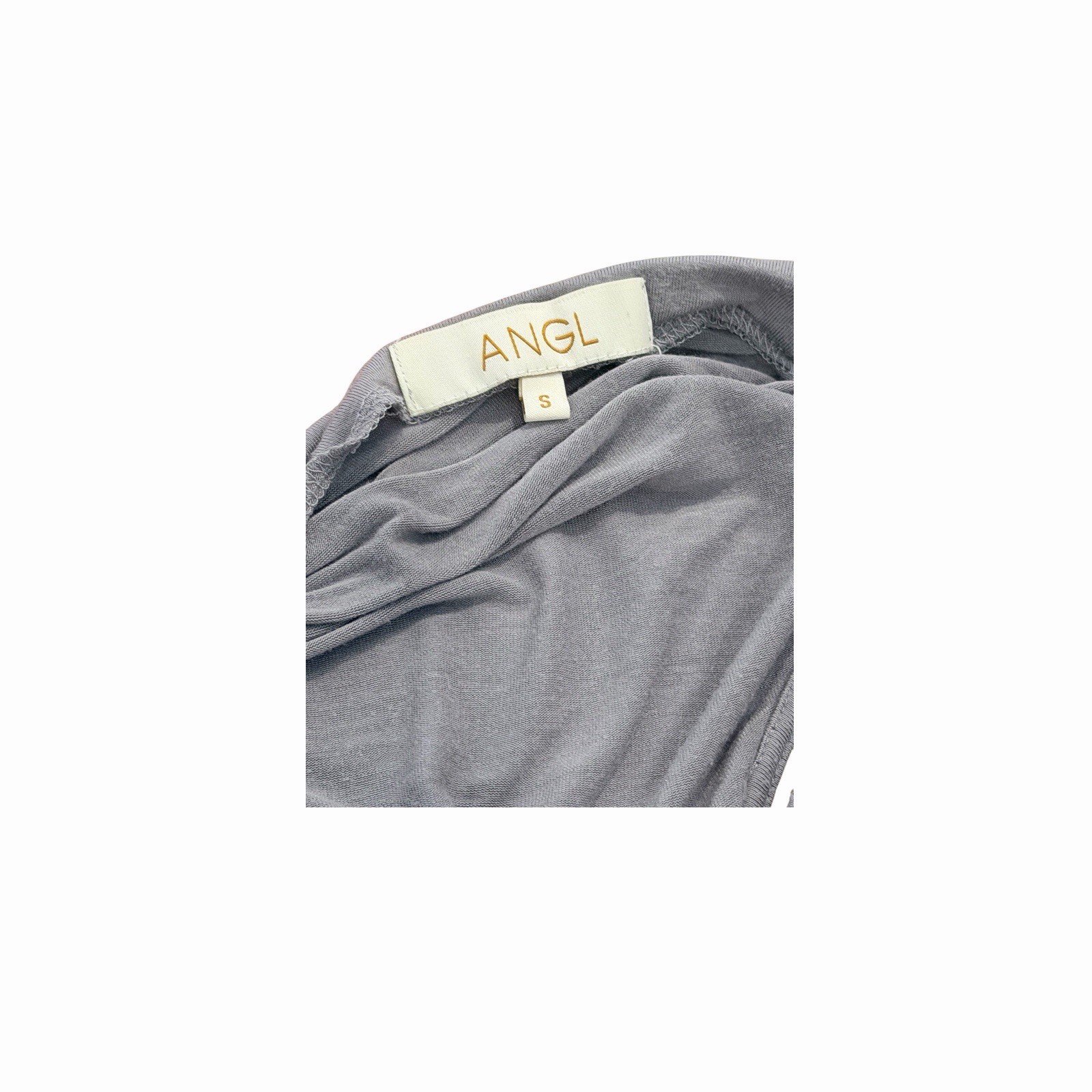 ANGL Gray Ruched Sleeveless Top Women’s Plunge V Neckline Blouse Size S