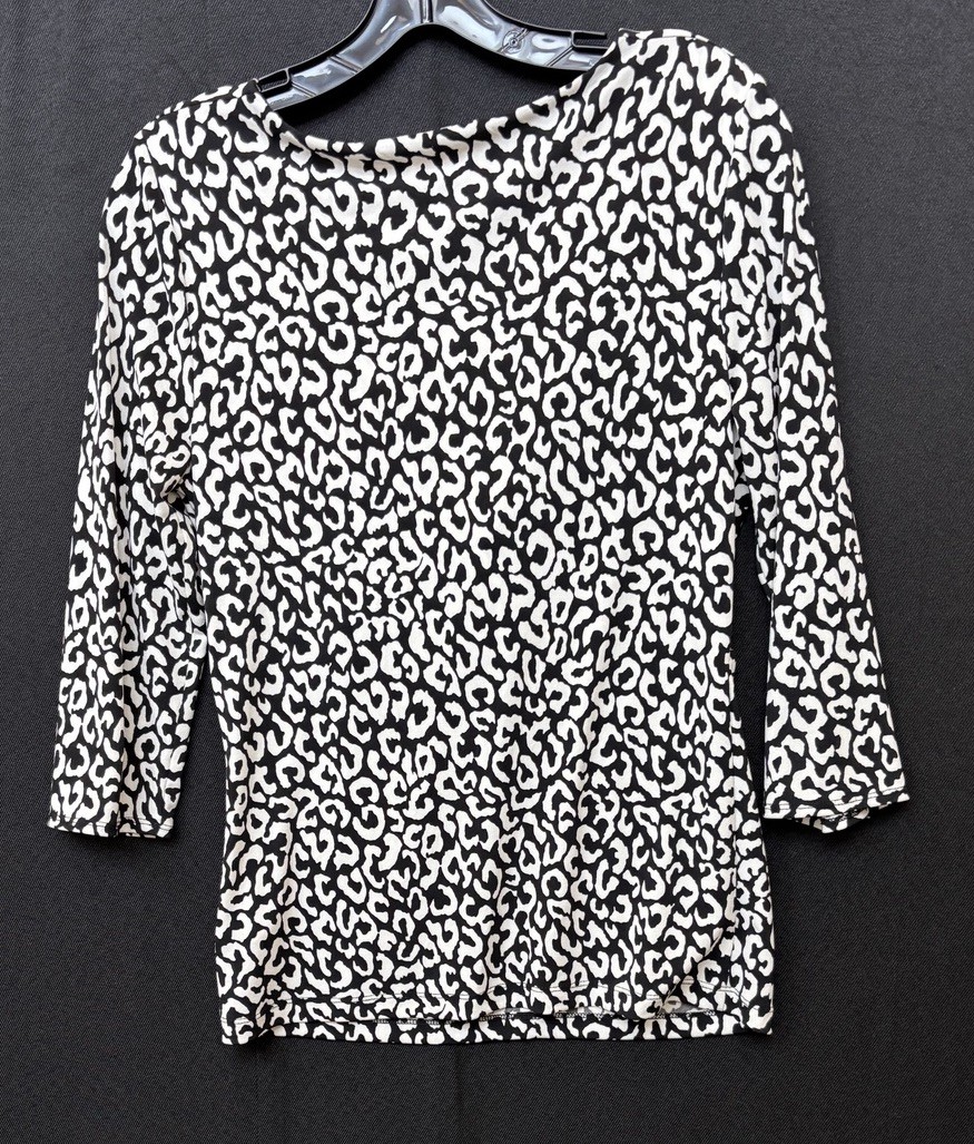 Chaus Small Black White Three Fourth Sleeves