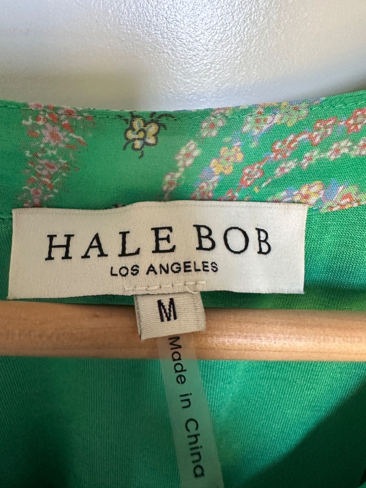 Hale Bob Blouse Womens Medium Sasha Emerald Boho Loose Lined Shirt Top Flowy