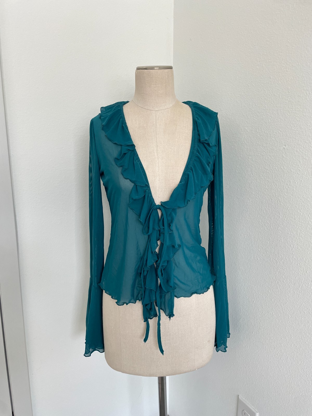 Cardigan Top Women XL Sheer Fairy Romantic Femme Festival Boho Ruffle